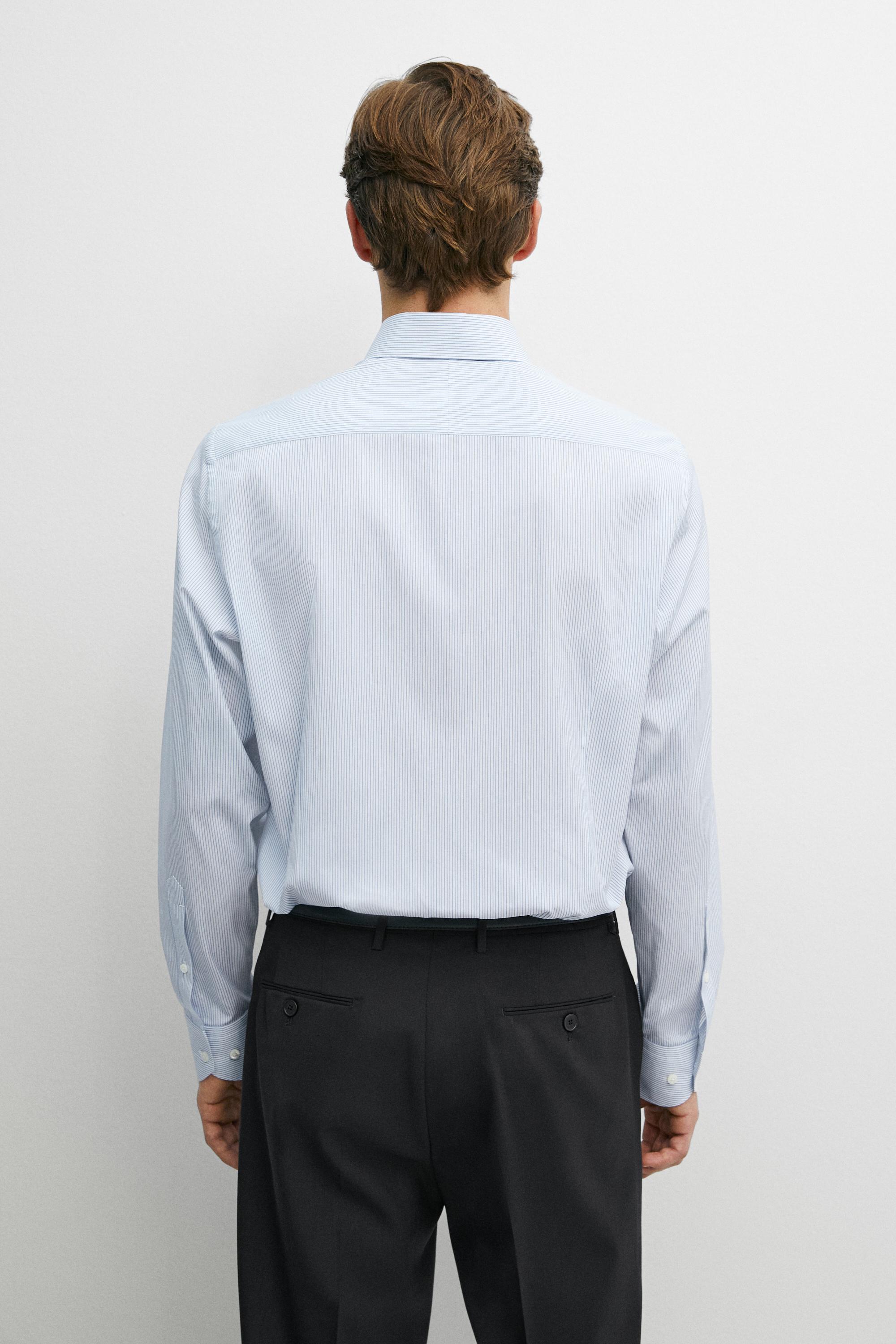 100% Cotton Striped Shirt — WHITE