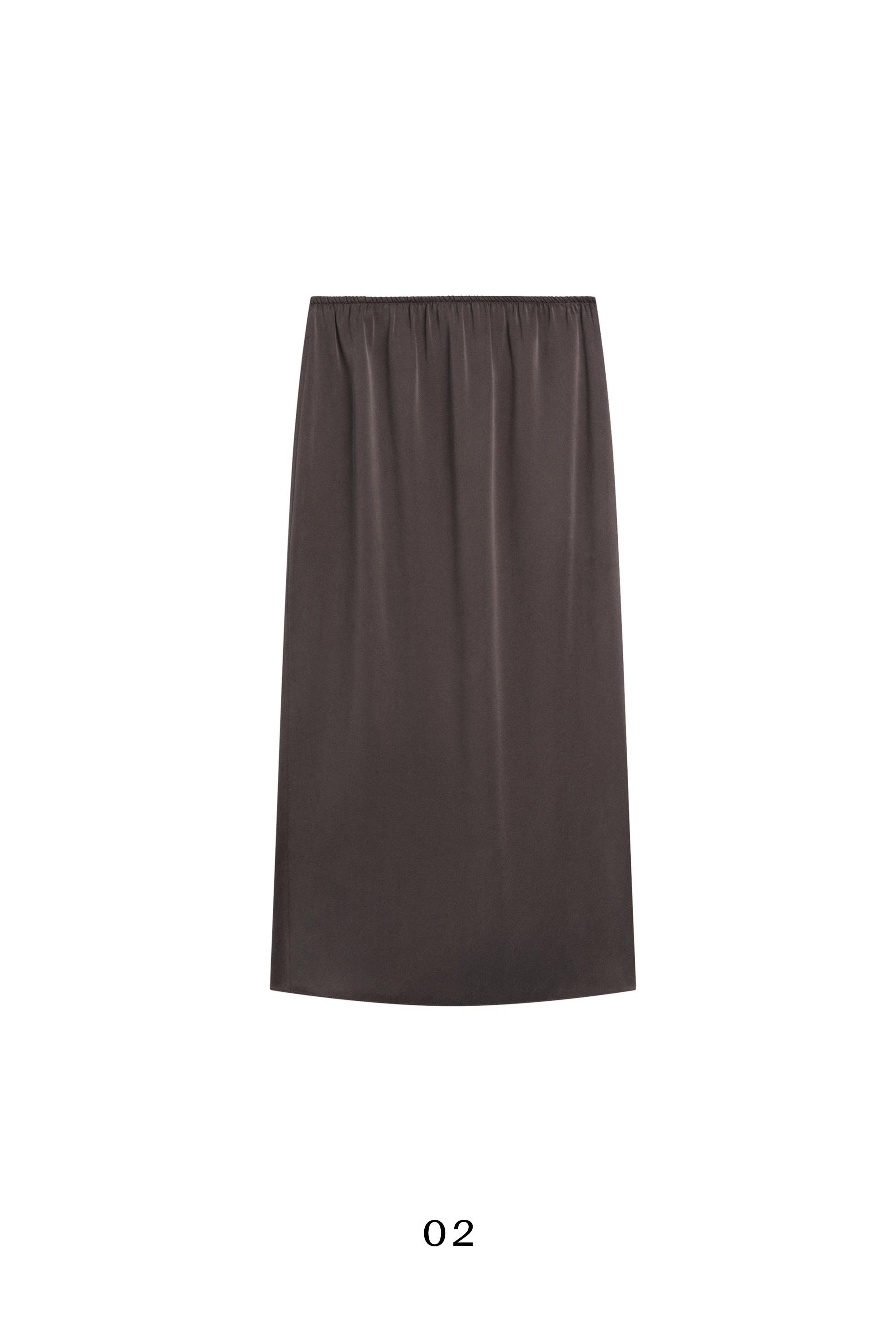 100% silk straight midi skirt — DARK GREY
