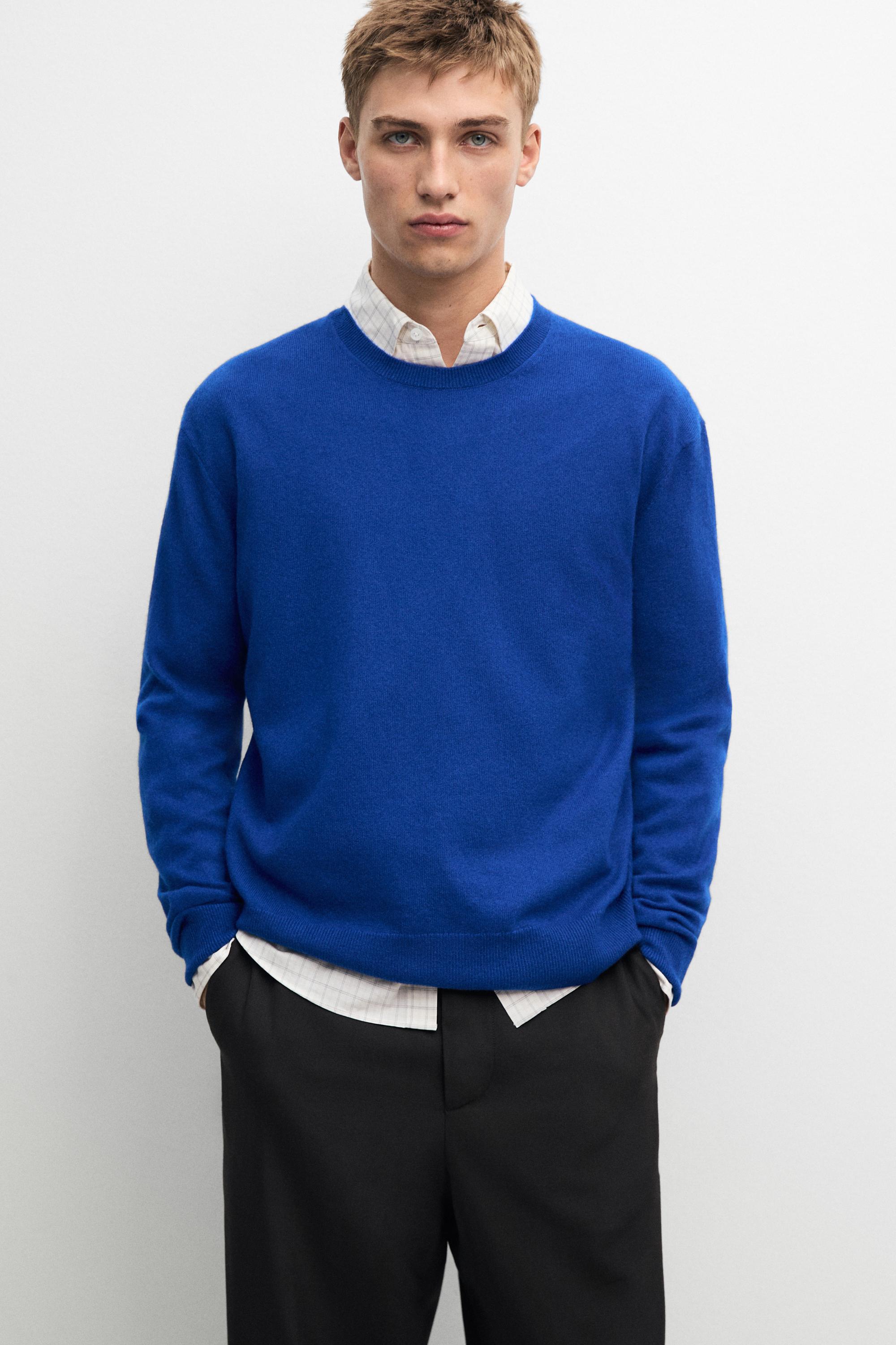 100% cashmere ribbed knit sweater — Blue