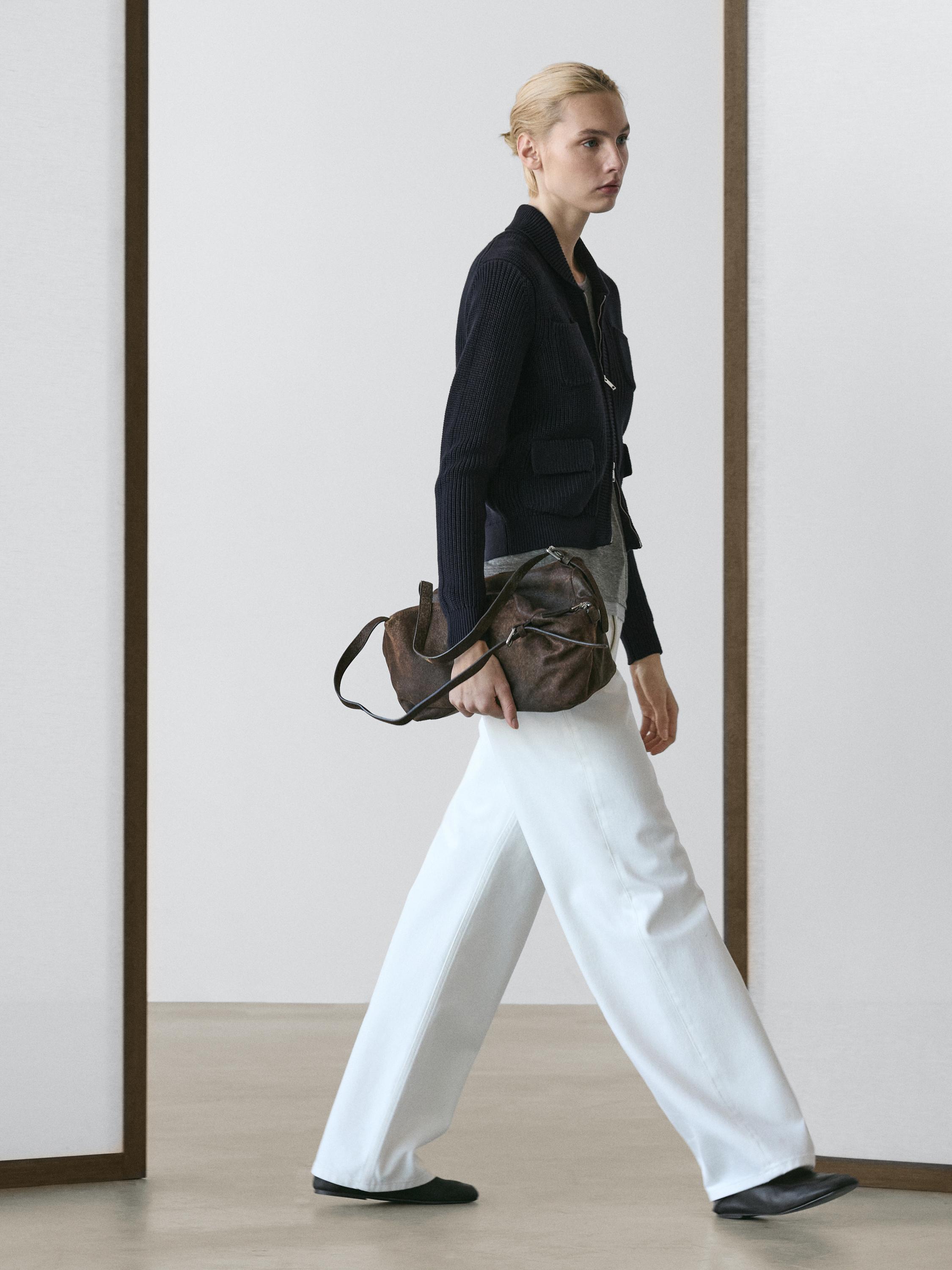 Zip-up knit cardigan