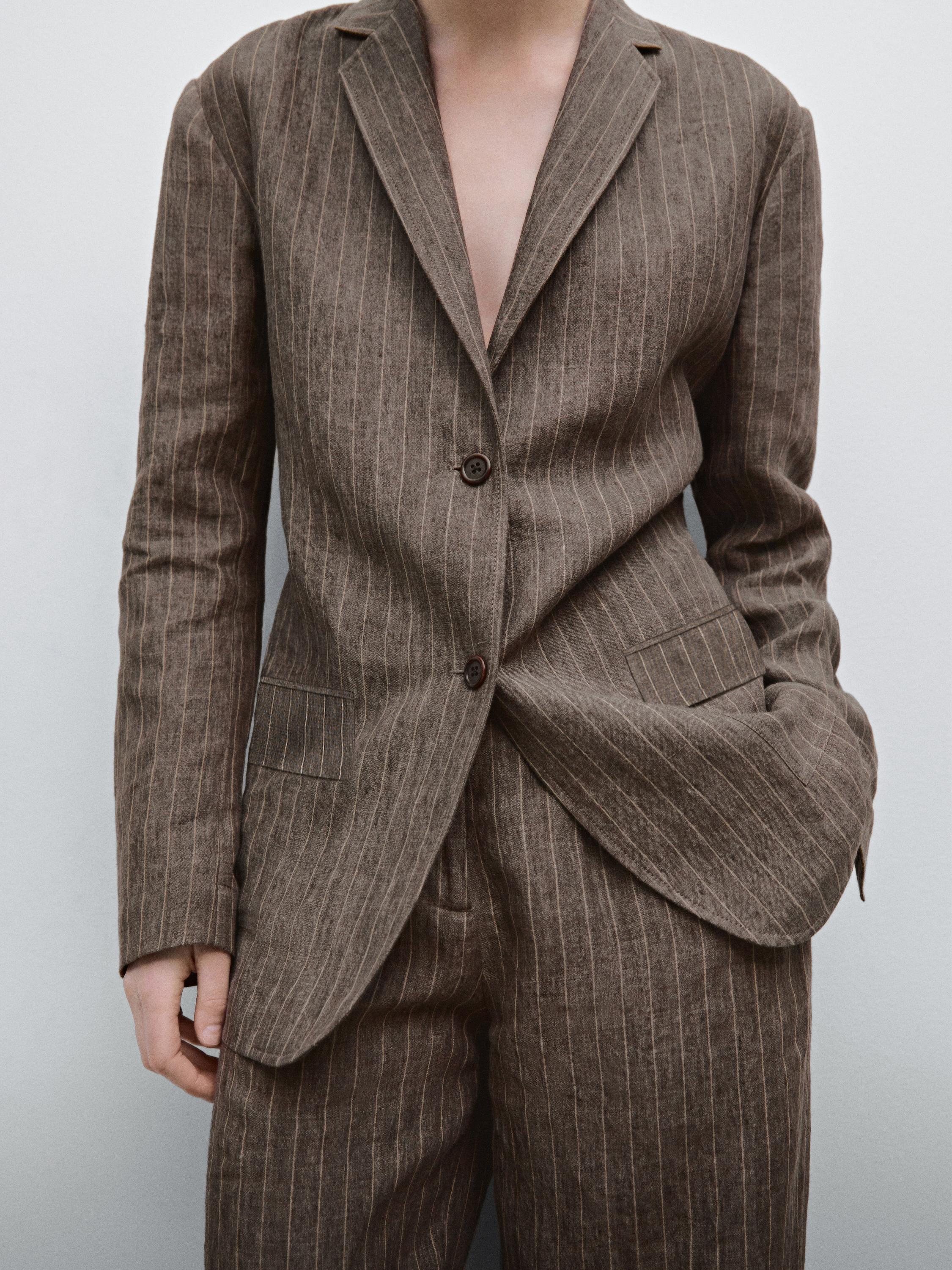 Pinstripe suit blazer