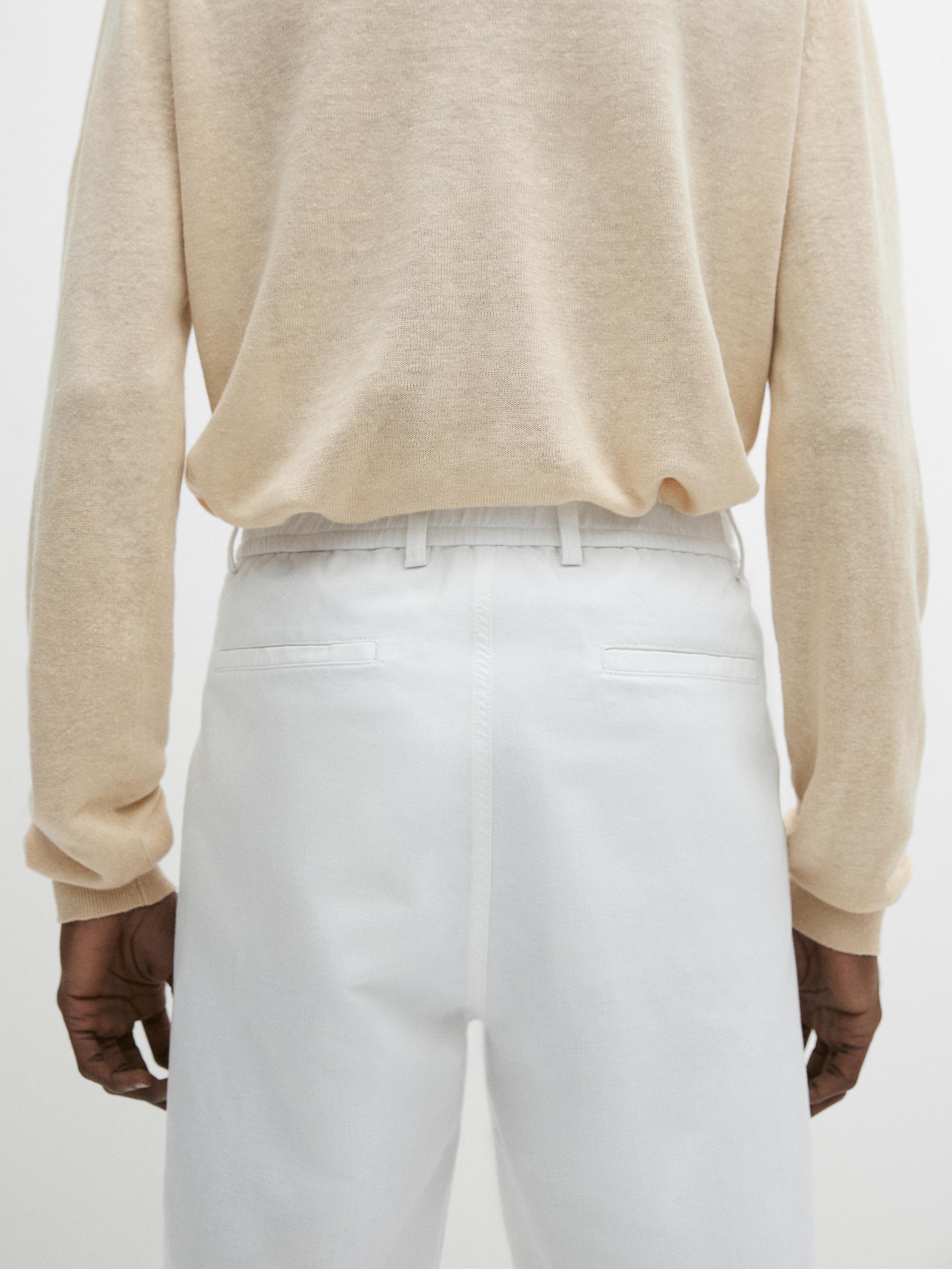 Linen blend Bermuda shorts — WHITE