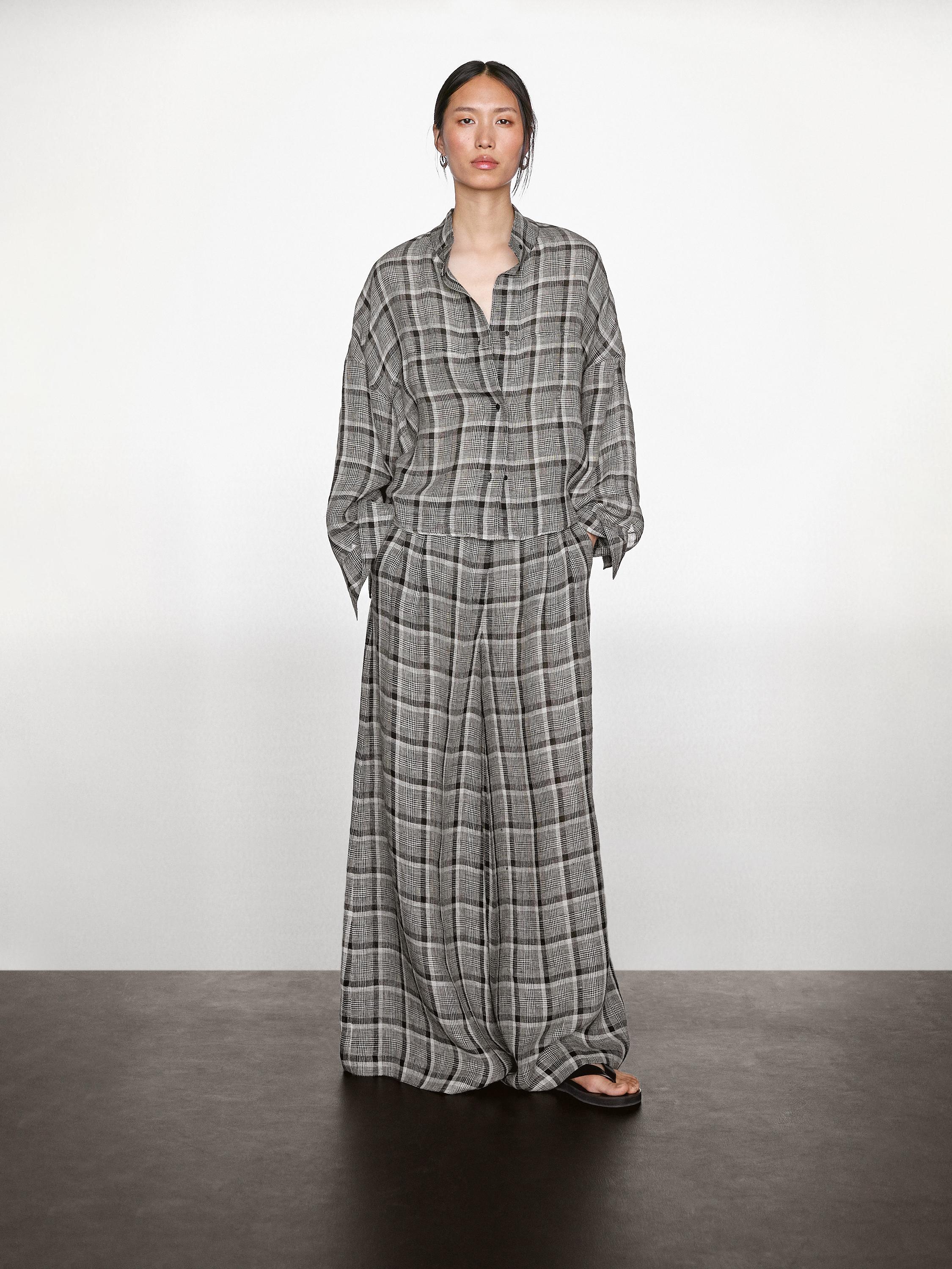 Checked shirt 100% linen