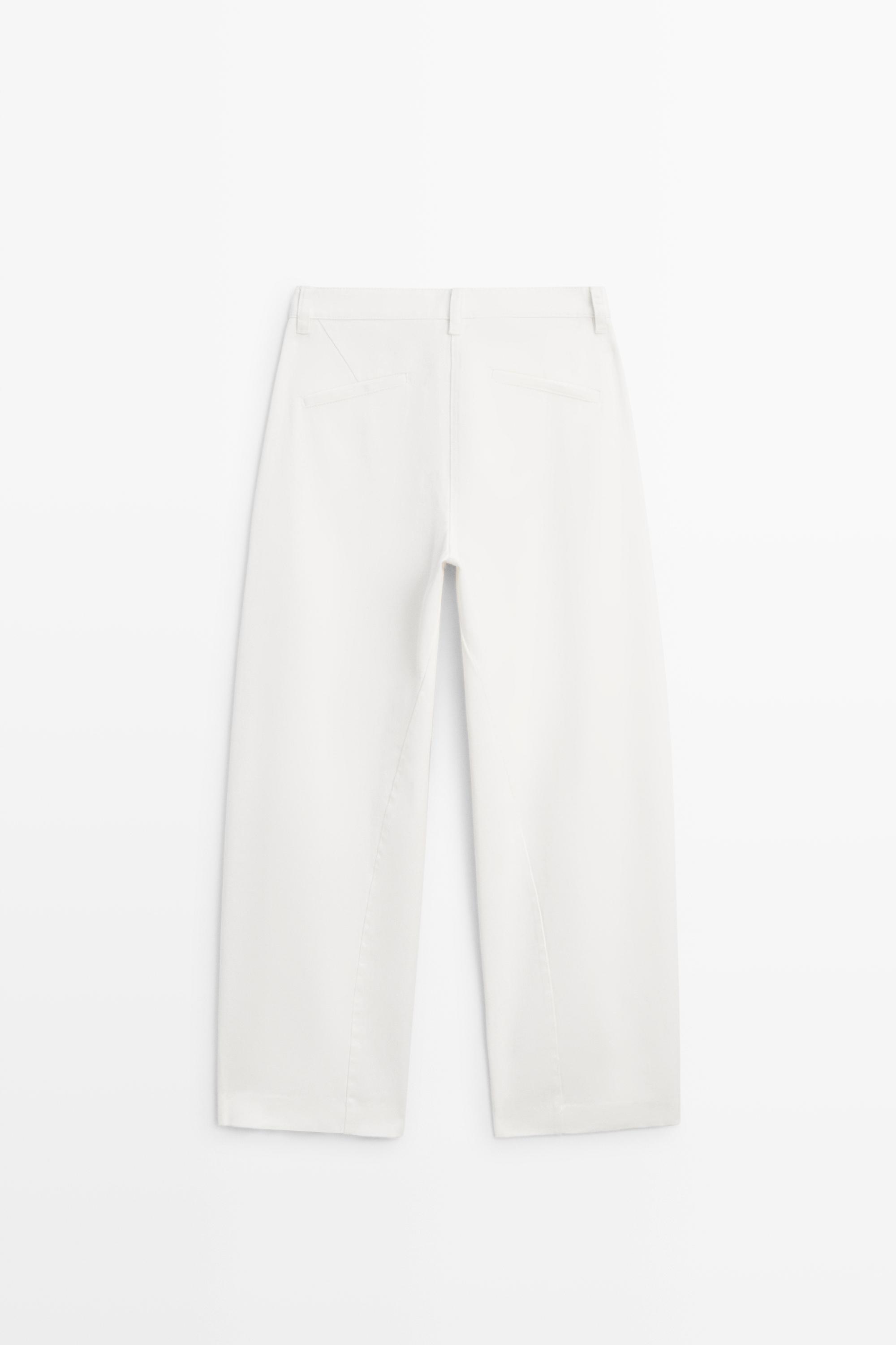 100% cotton barrel-fit pants — Off white