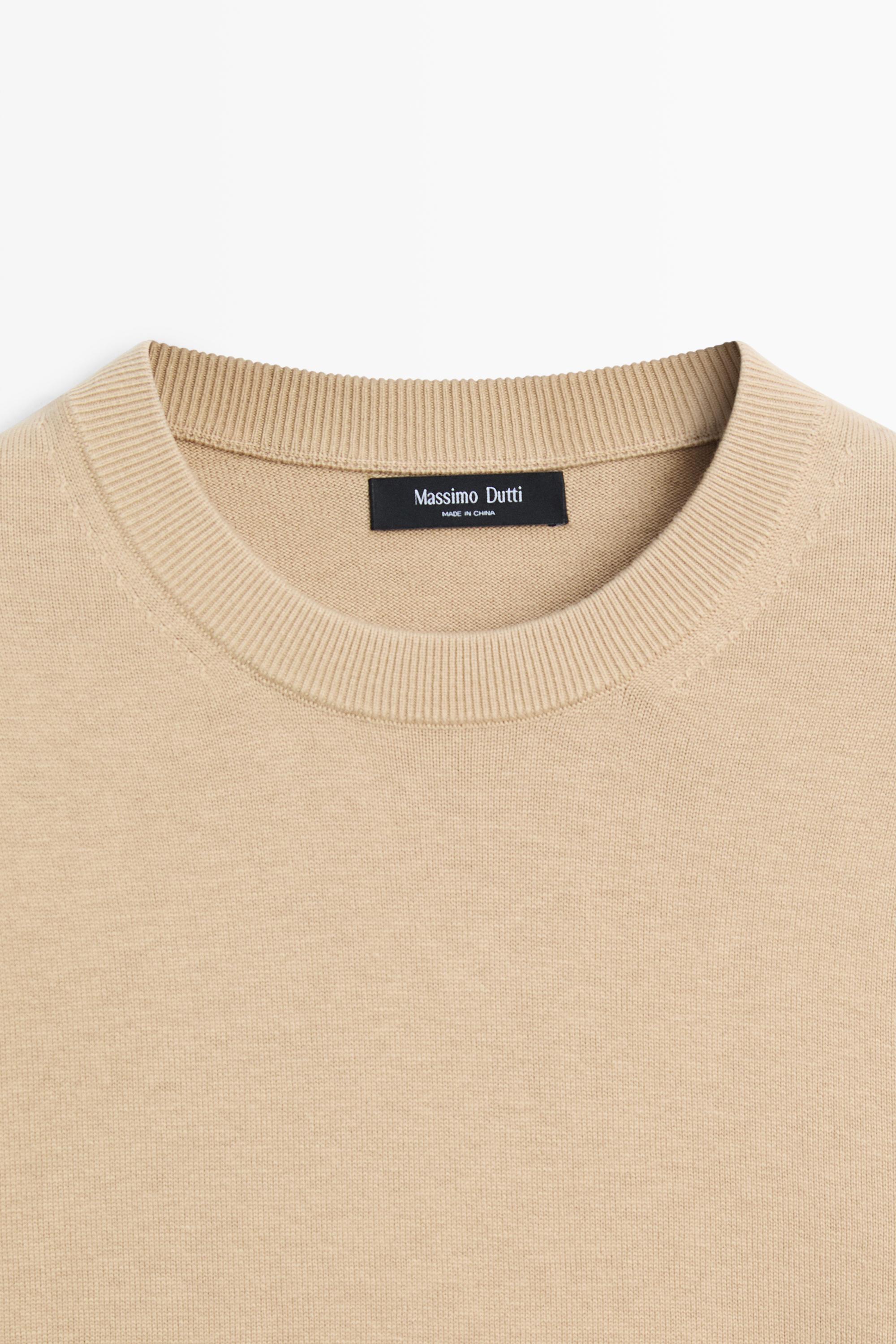 Cotton blend knit sweater — CAMEL