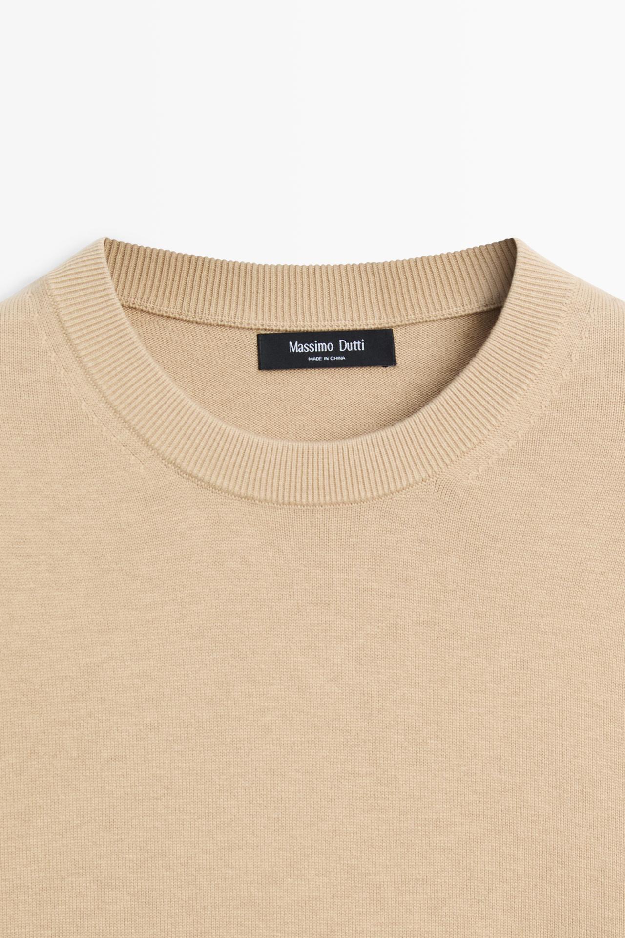 Cotton blend knit sweater — CAMEL