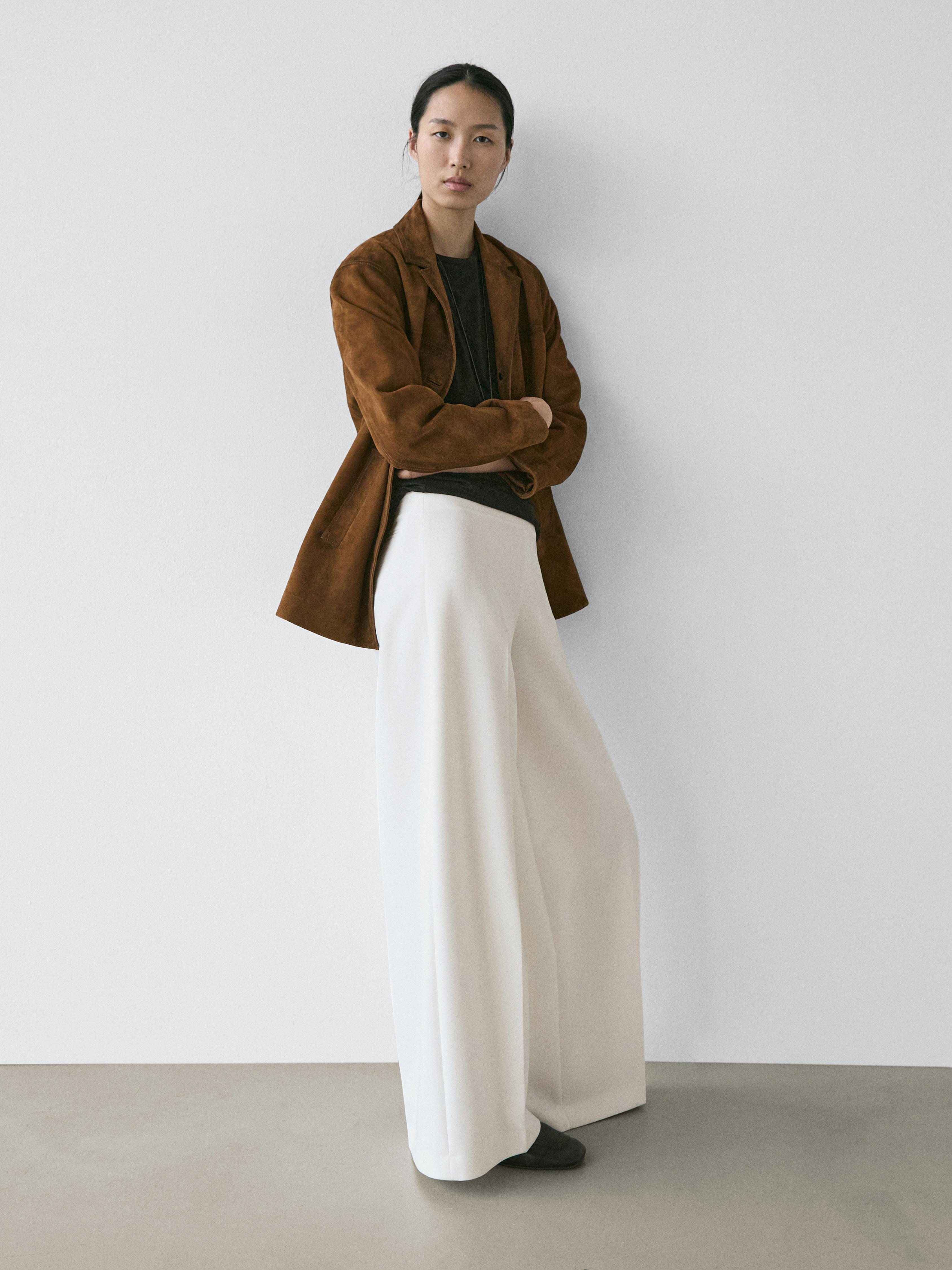 Wide-leg voluminous trousers — CREAM
