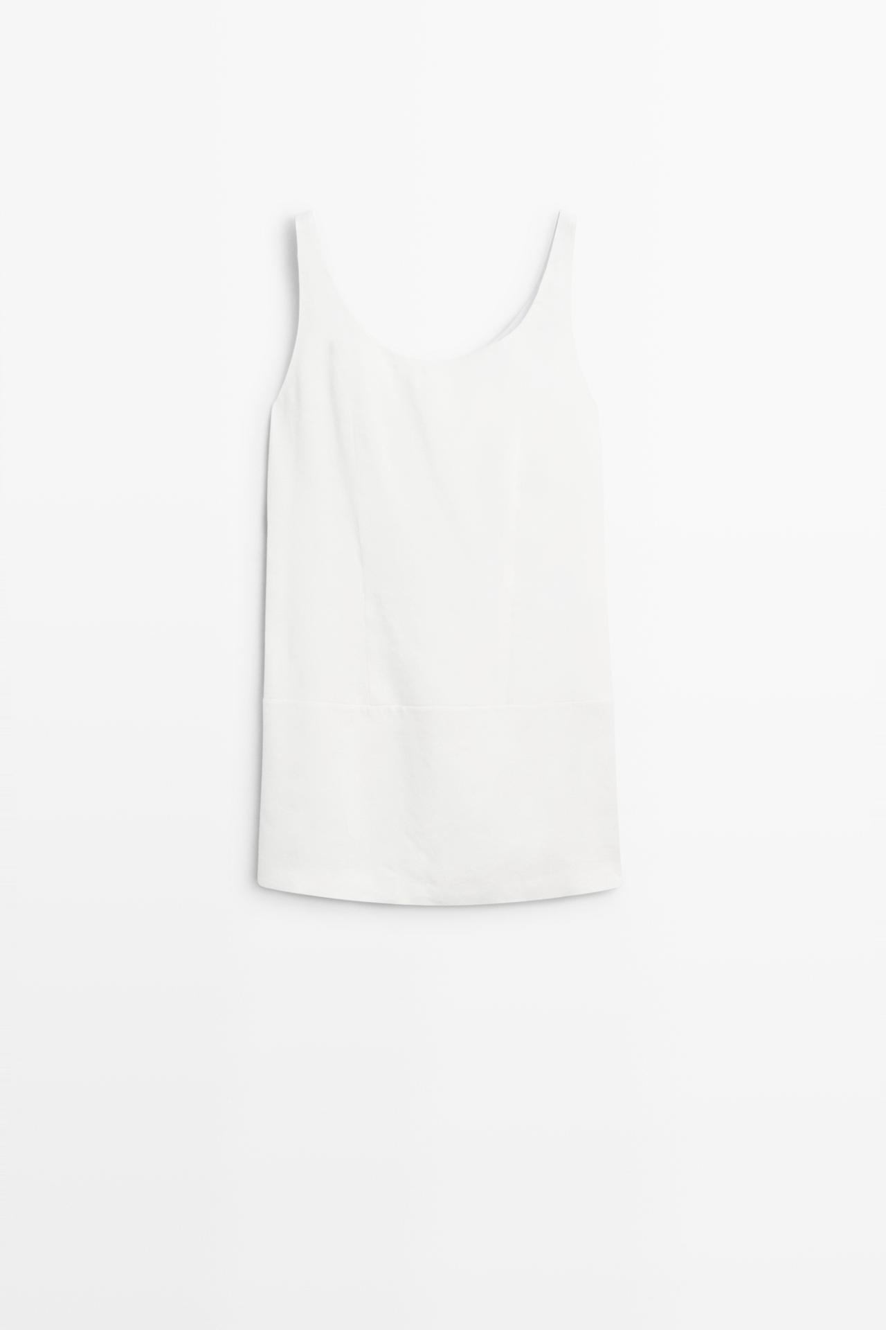 Massimo Dutti - Dame - Kort, Løstsiddende Kjole Med Hør - Hvid - 36
