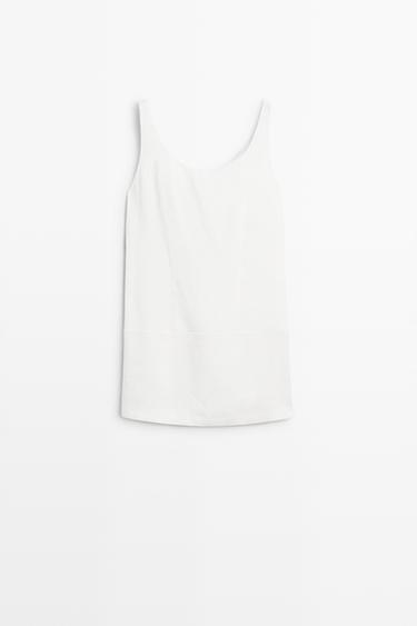 Flowing linen short dress — WHITE 2