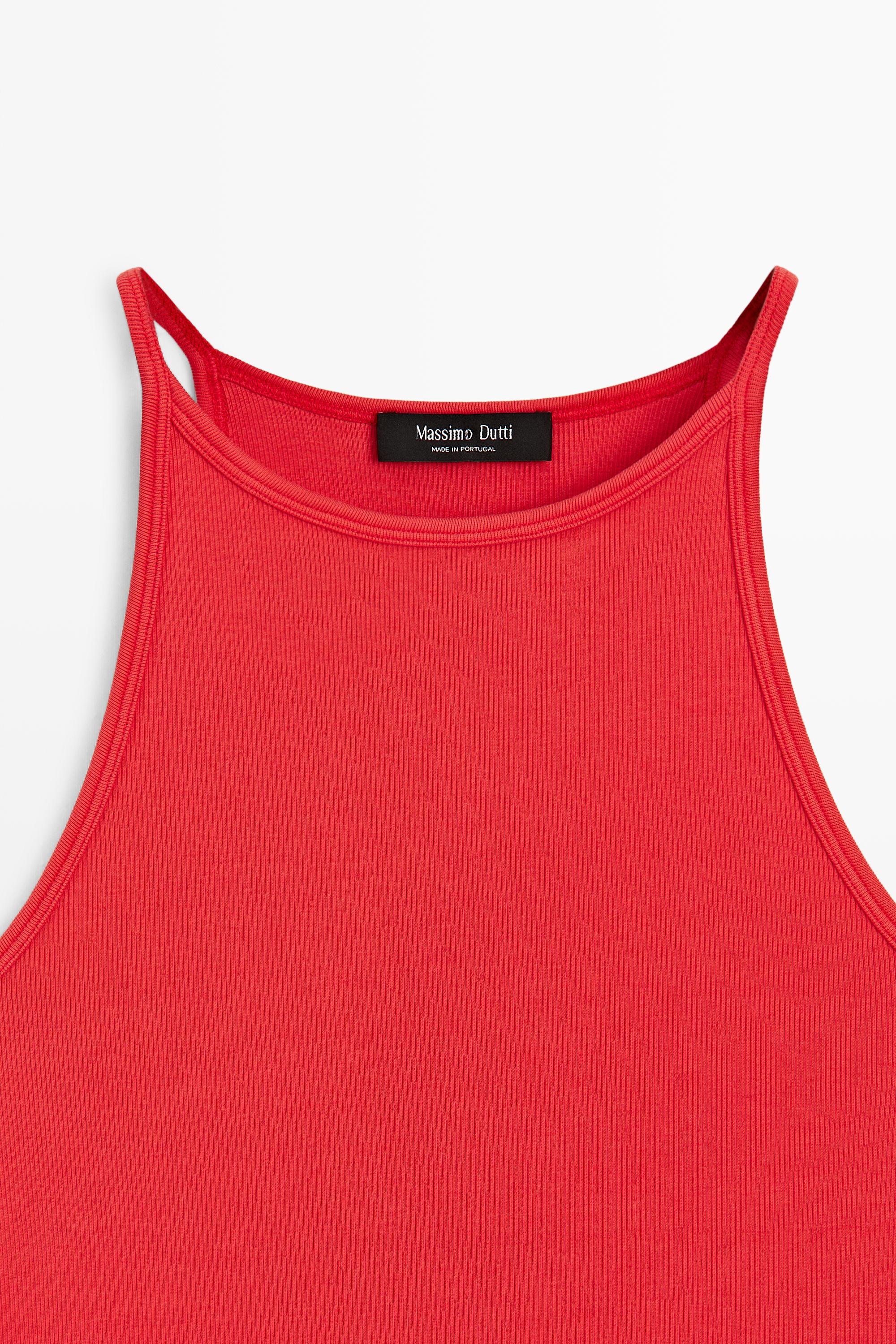 Cotton blend halter top — CORAL