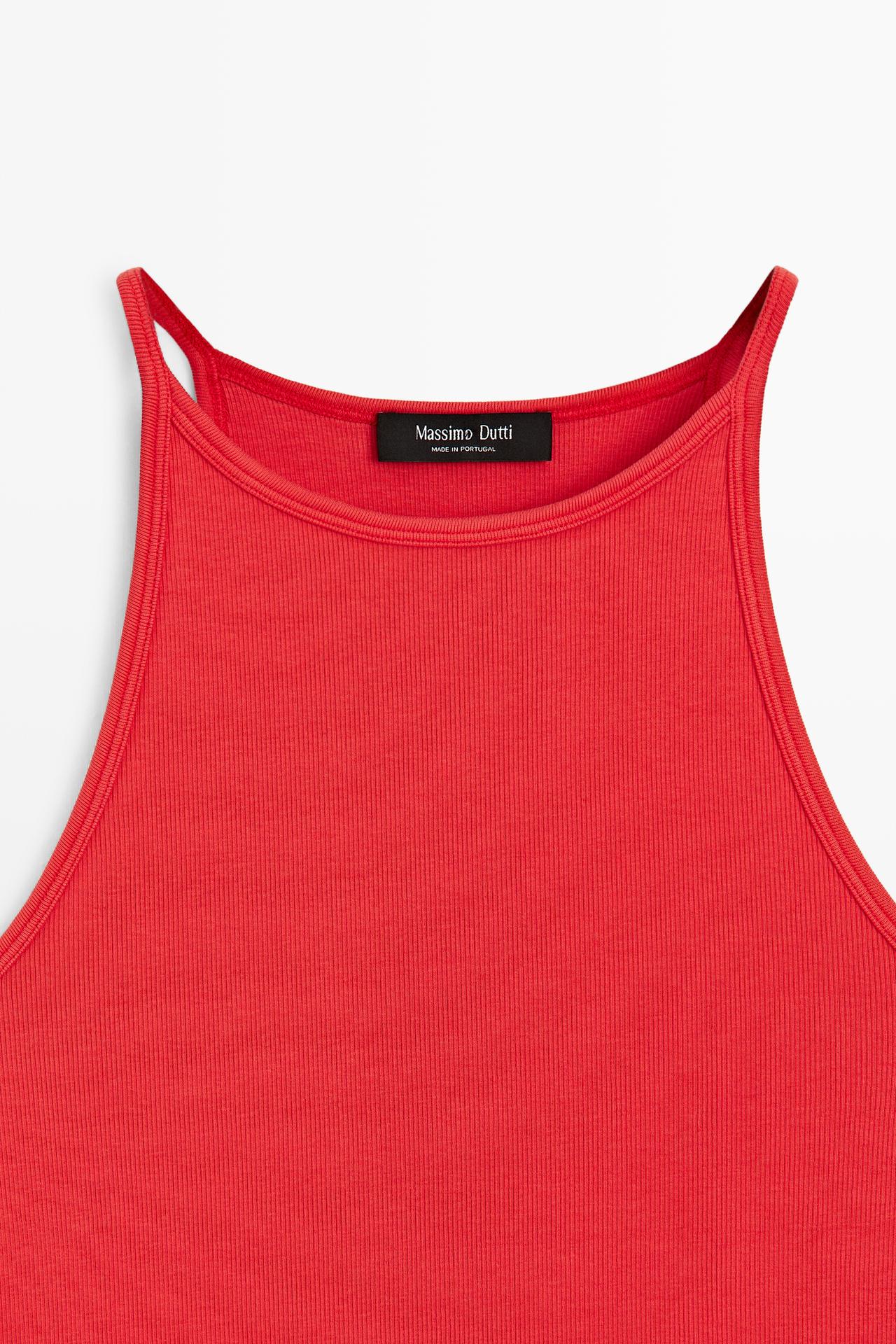 Cotton blend halter top — CORAL