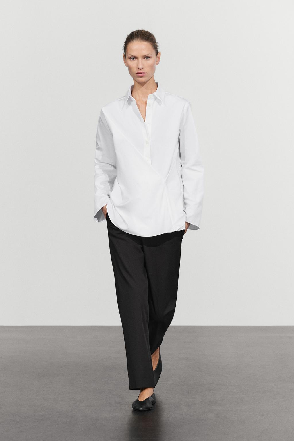 100% cotton poplin crossover shirt