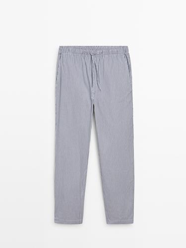 Short sleeve pyjama top and striped trousers — BLUE 3