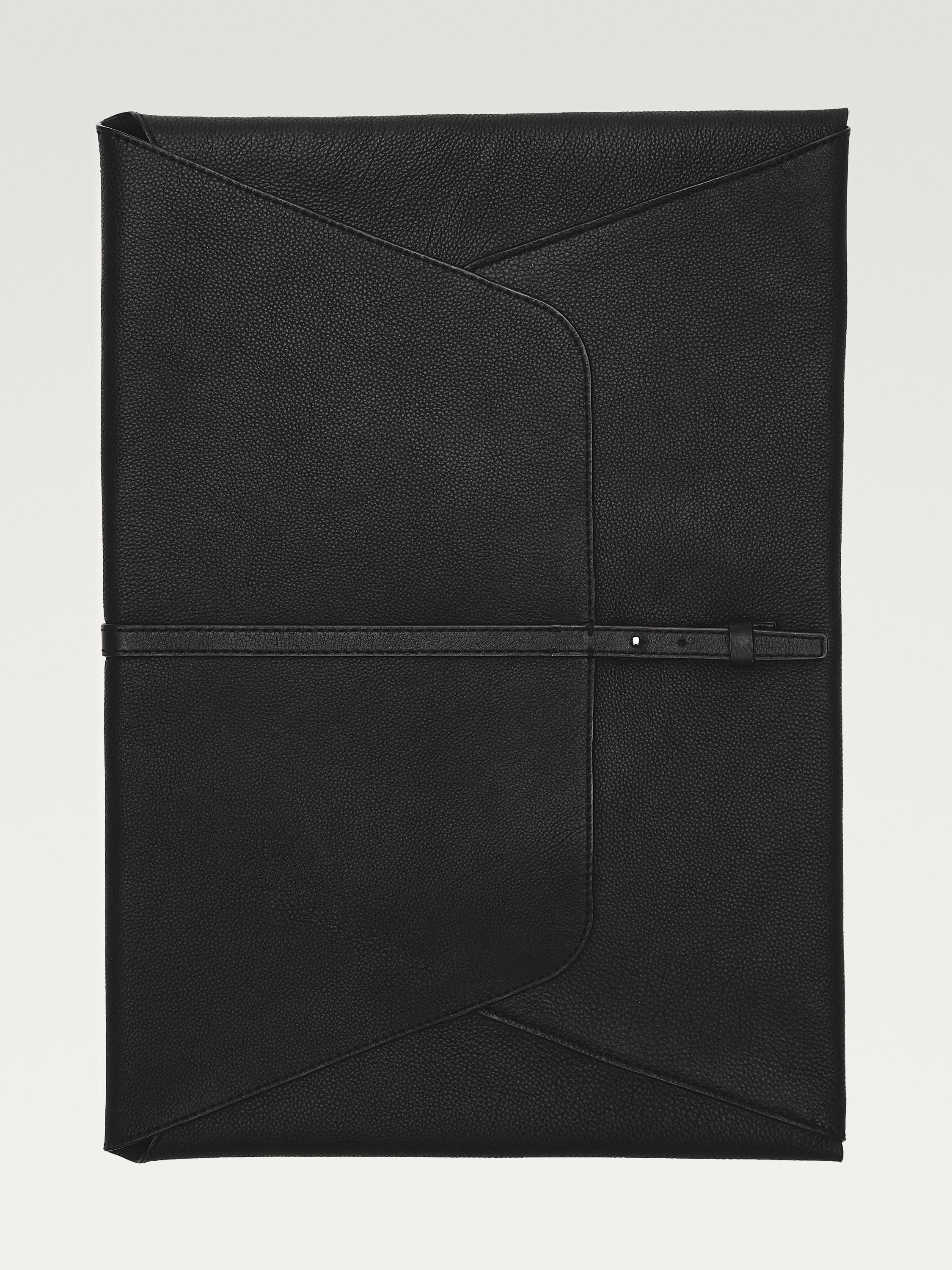 Cowhide leather laptop case with nappa finish — BLACK