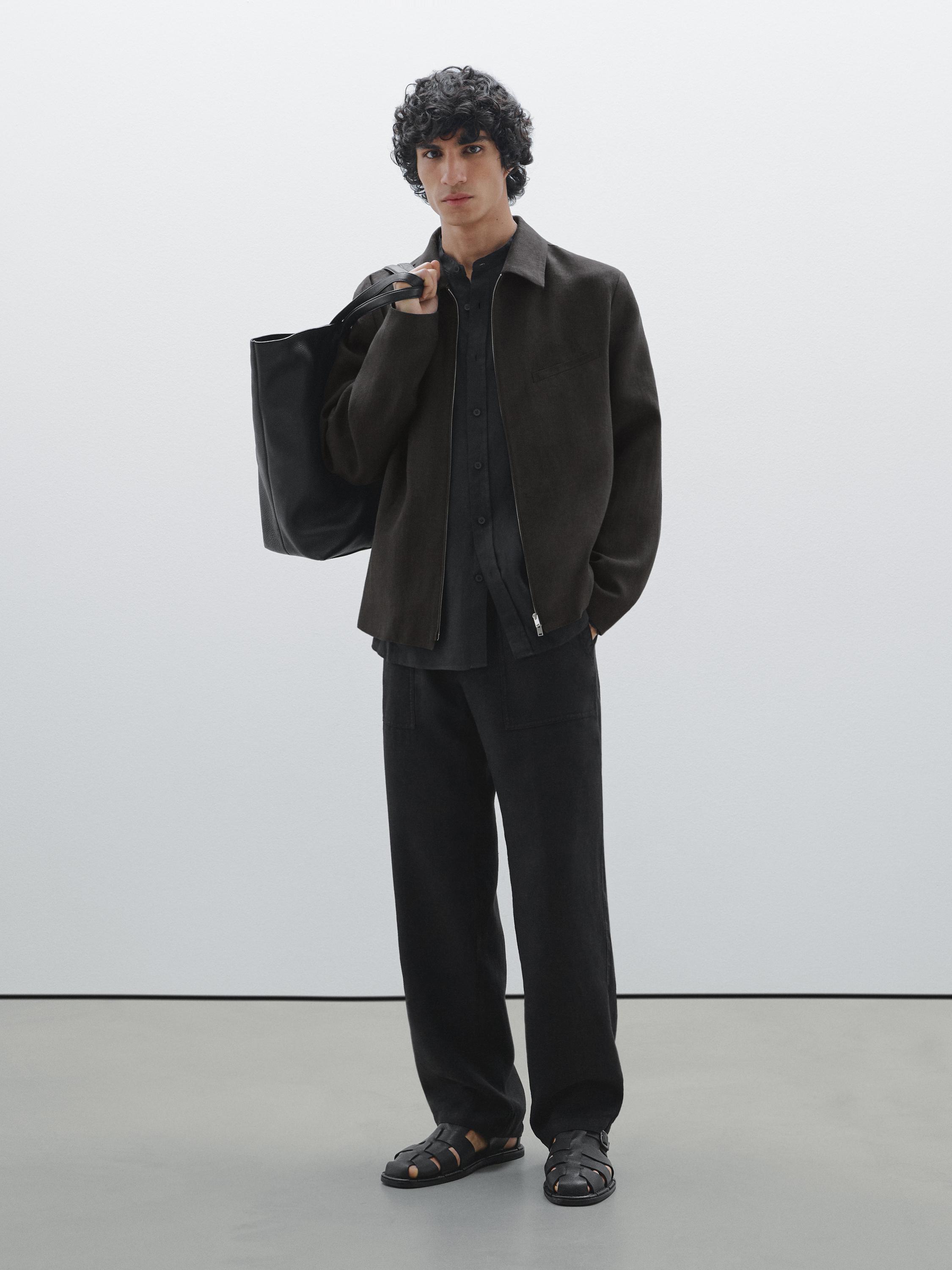 بنطلون كتان 100% بقصة رياضية