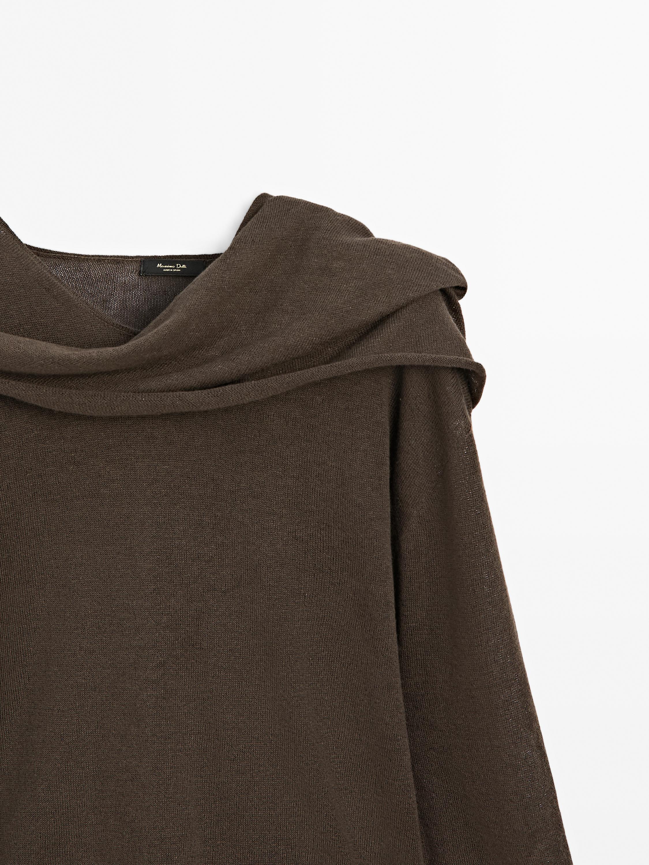 Linen blend sweater with scarf detail