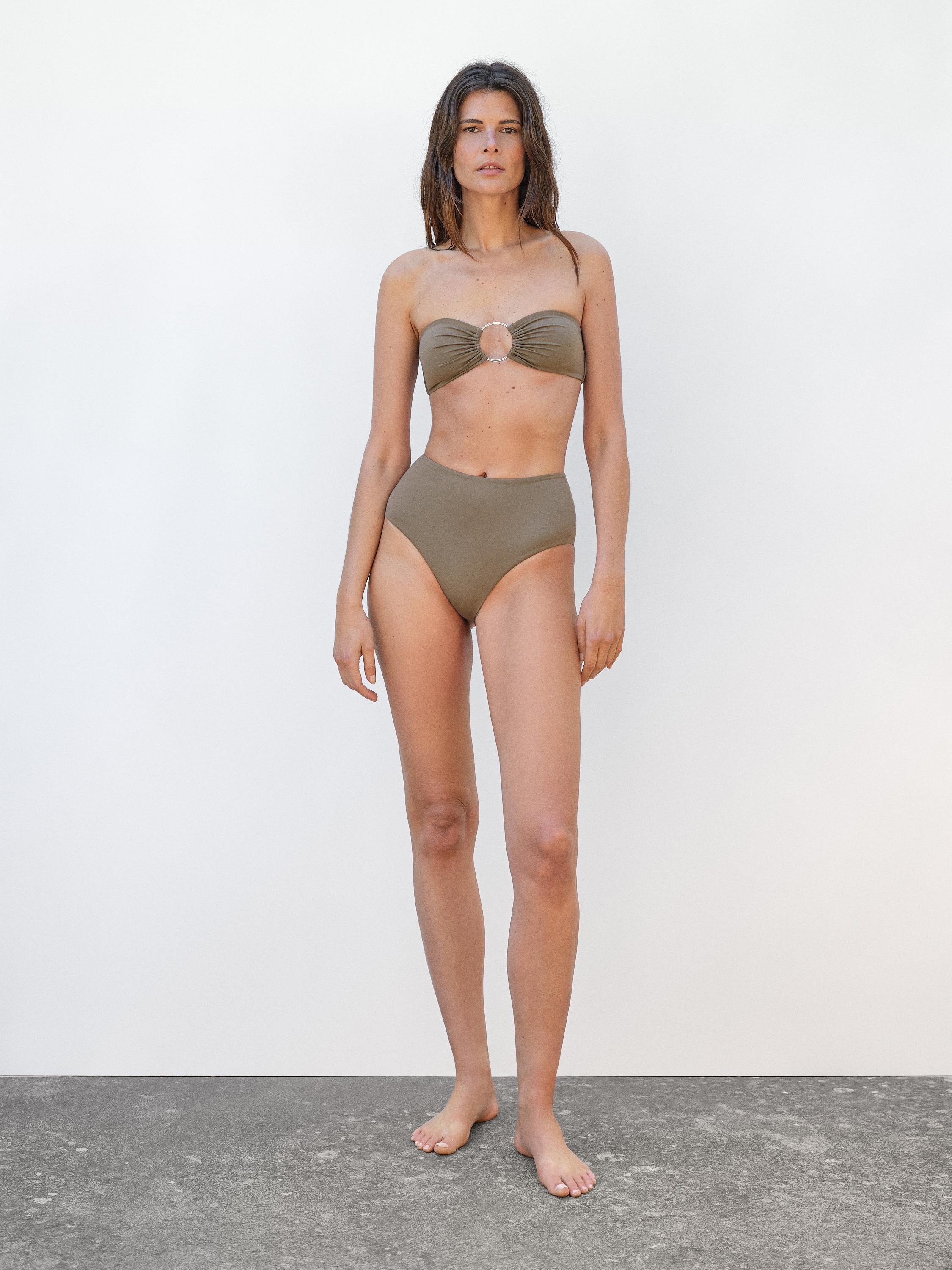 Bandeau bikini top with ring detail