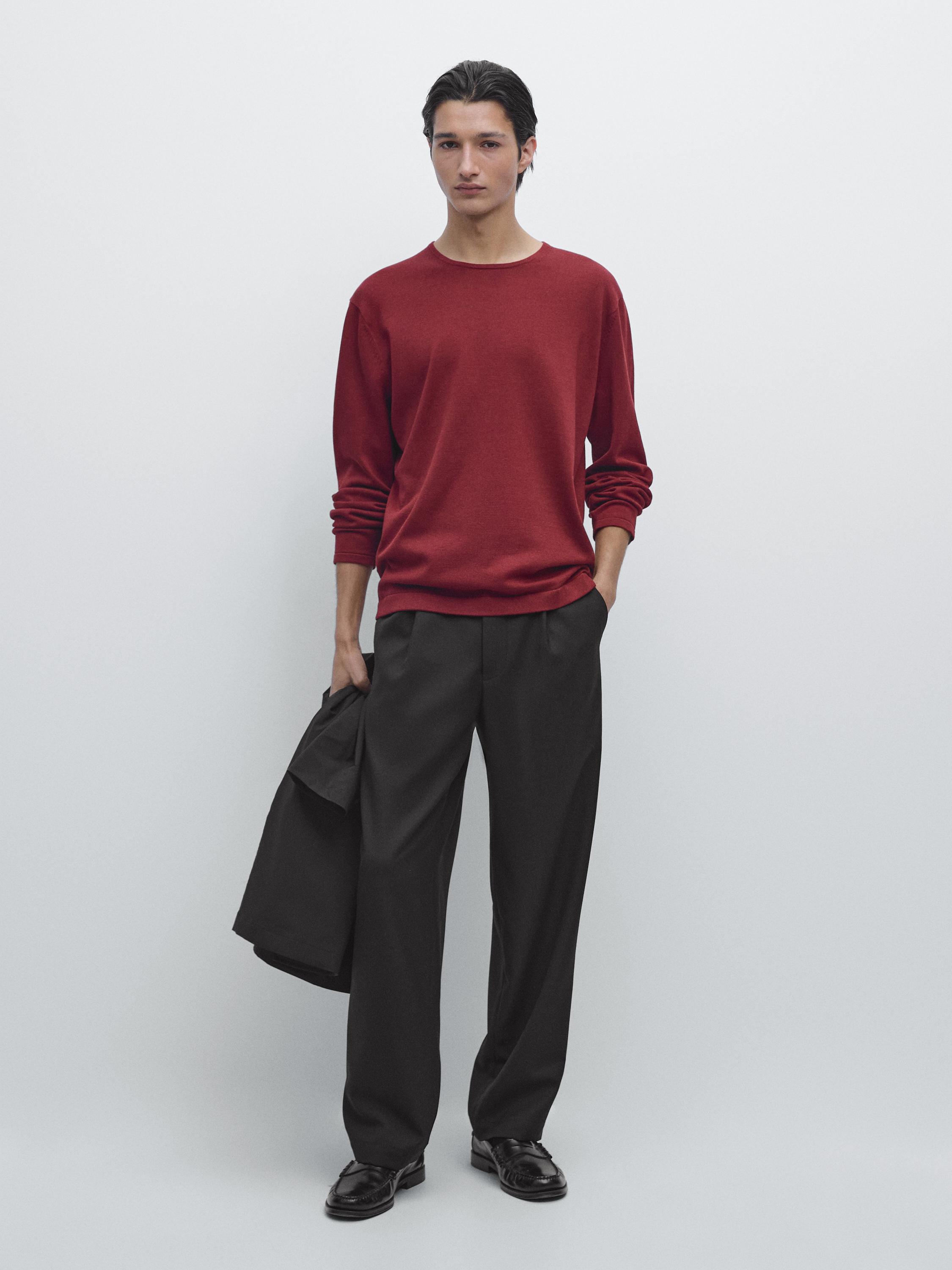 Knit 100% cotton crew neck sweater — GRANADA