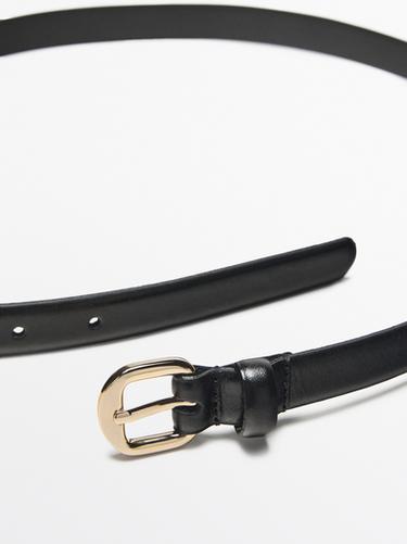 Leather belt with arched buckle — BLACK 3