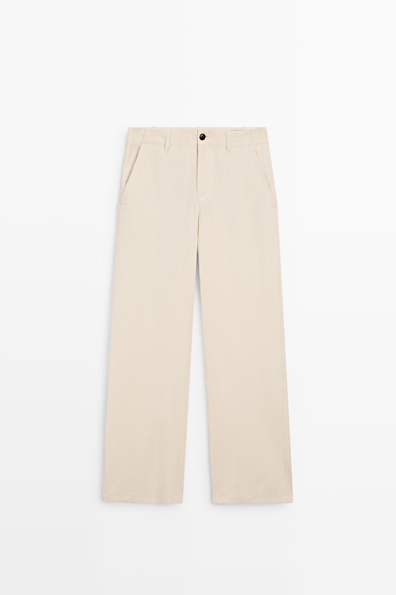 Linen blend relaxed fit pants — OCHRE MARL