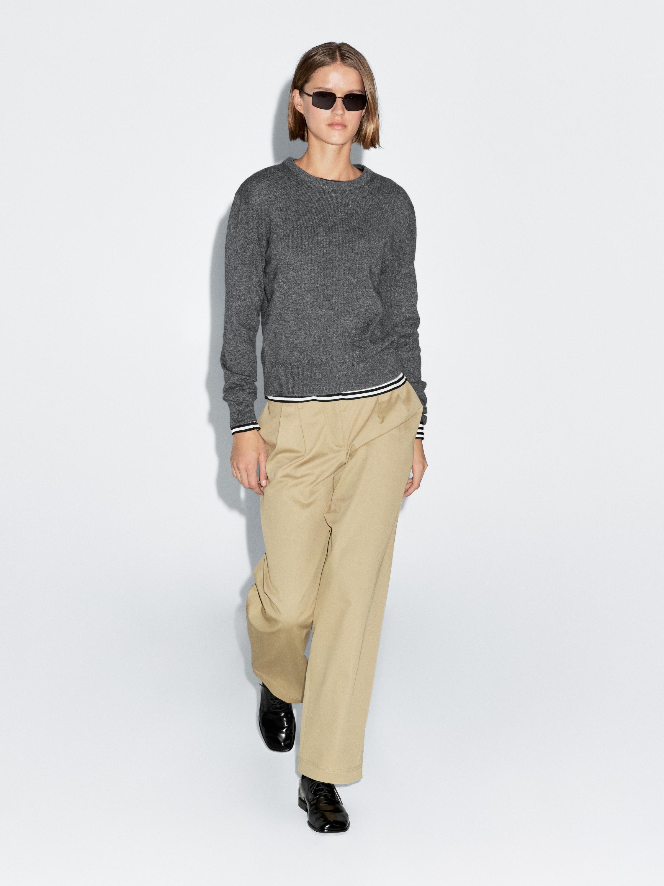 Jersey punto cuello redondo mezcla lana