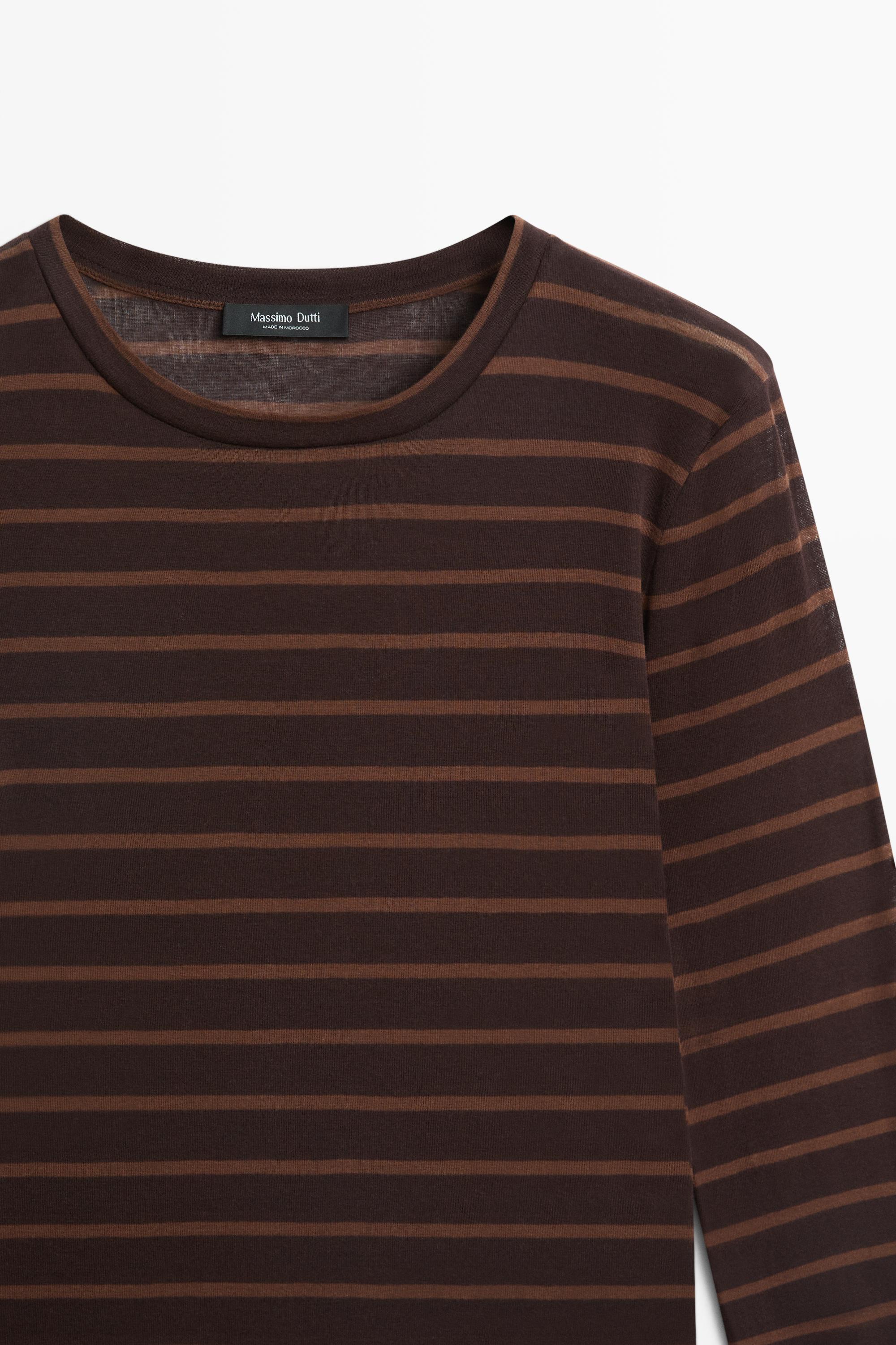 Long sleeve striped T-shirt — BROWN