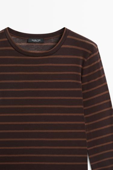 Long sleeve striped T-shirt — BROWN 9