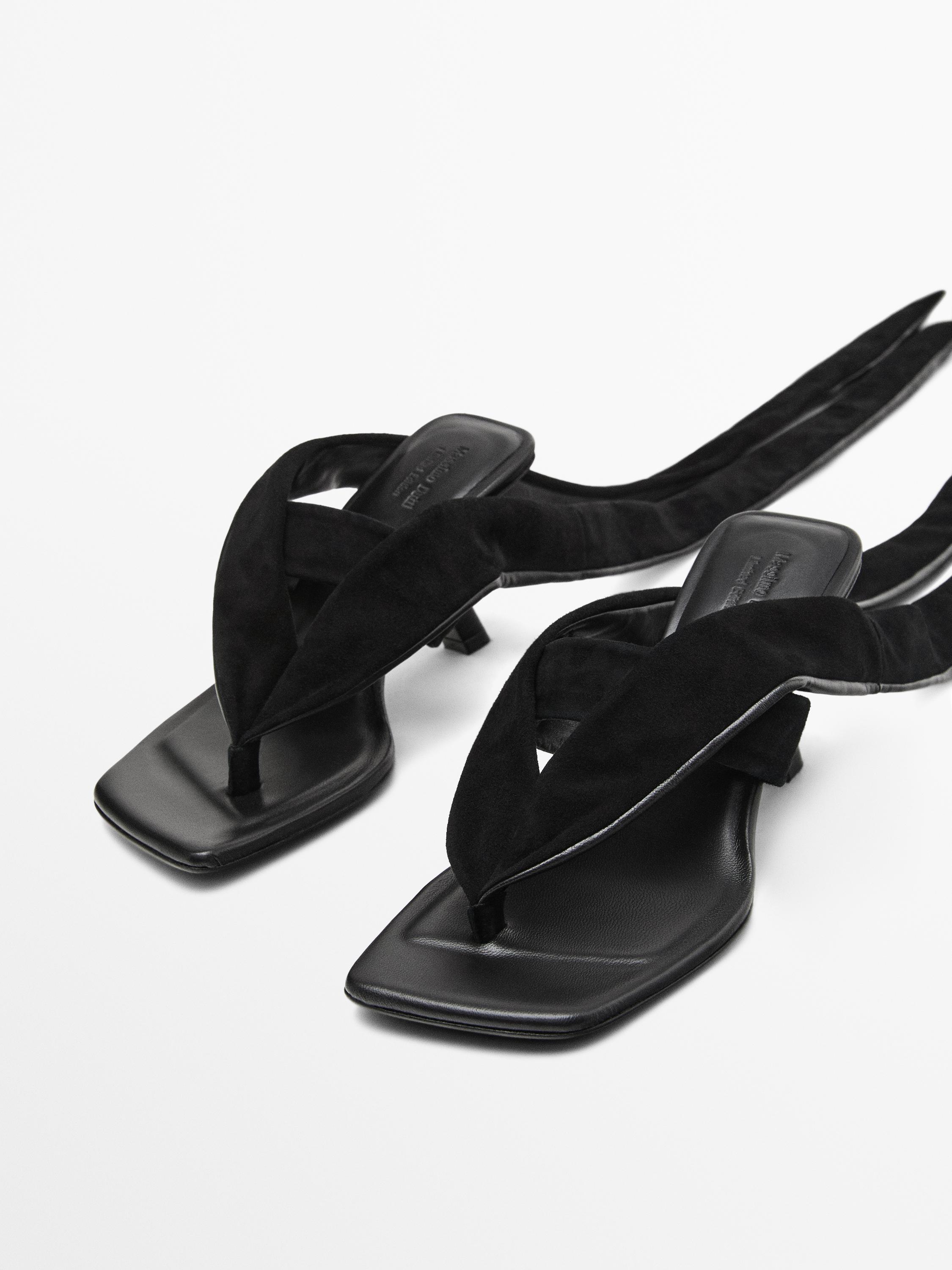 Suede high-heel sandals with tie detail - Limited Edition