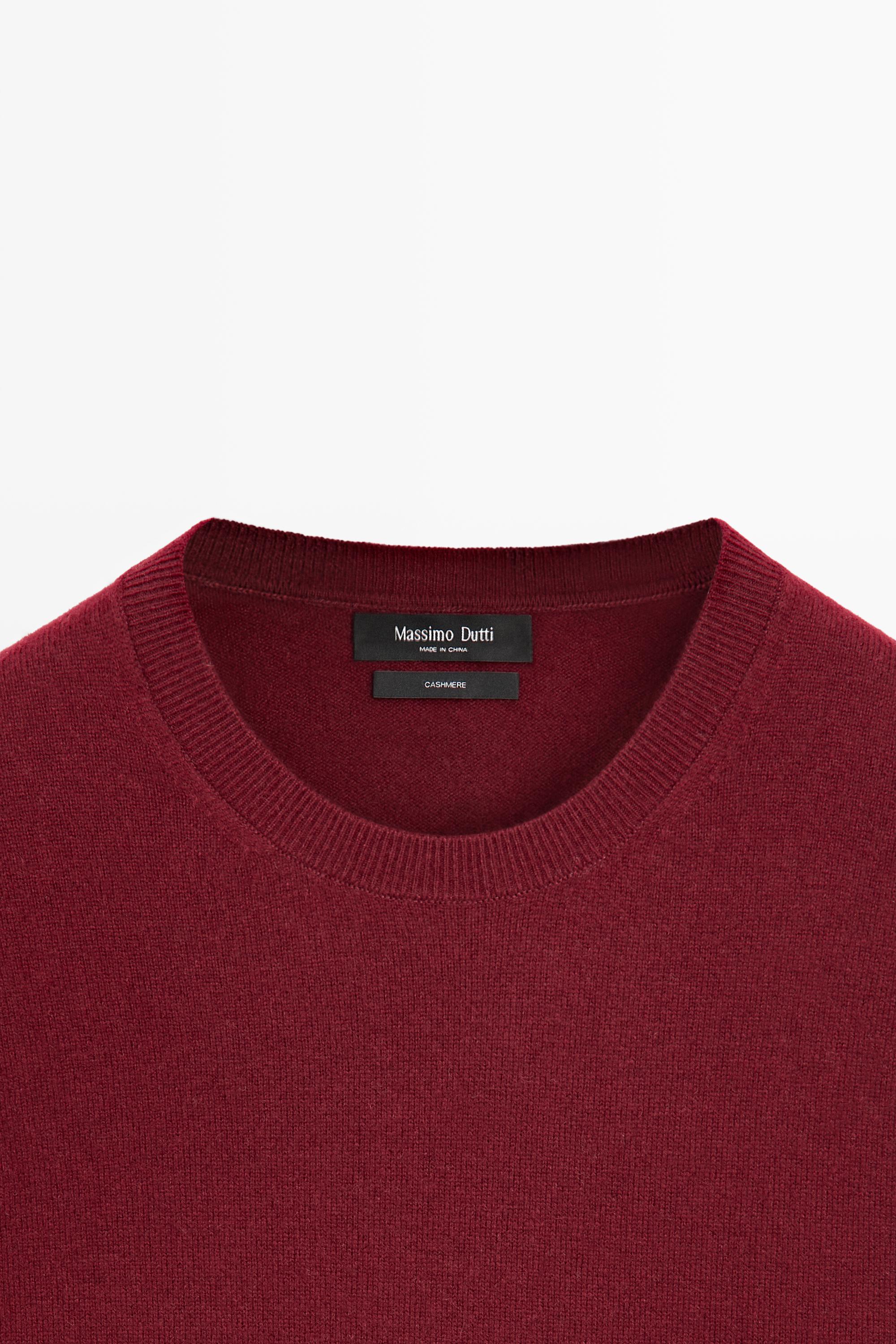 100% cashmere ribbed knit sweater — DARK PINK