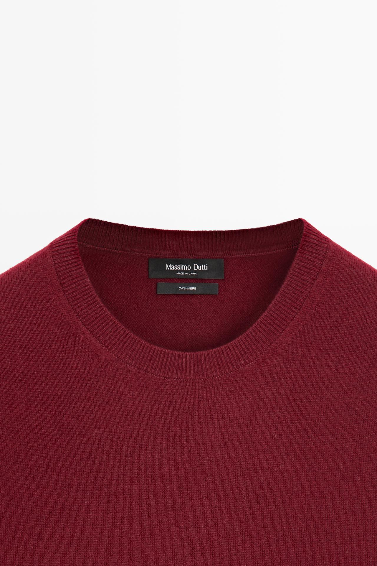 Knit 100% cashmere round neck sweater — DARK PINK