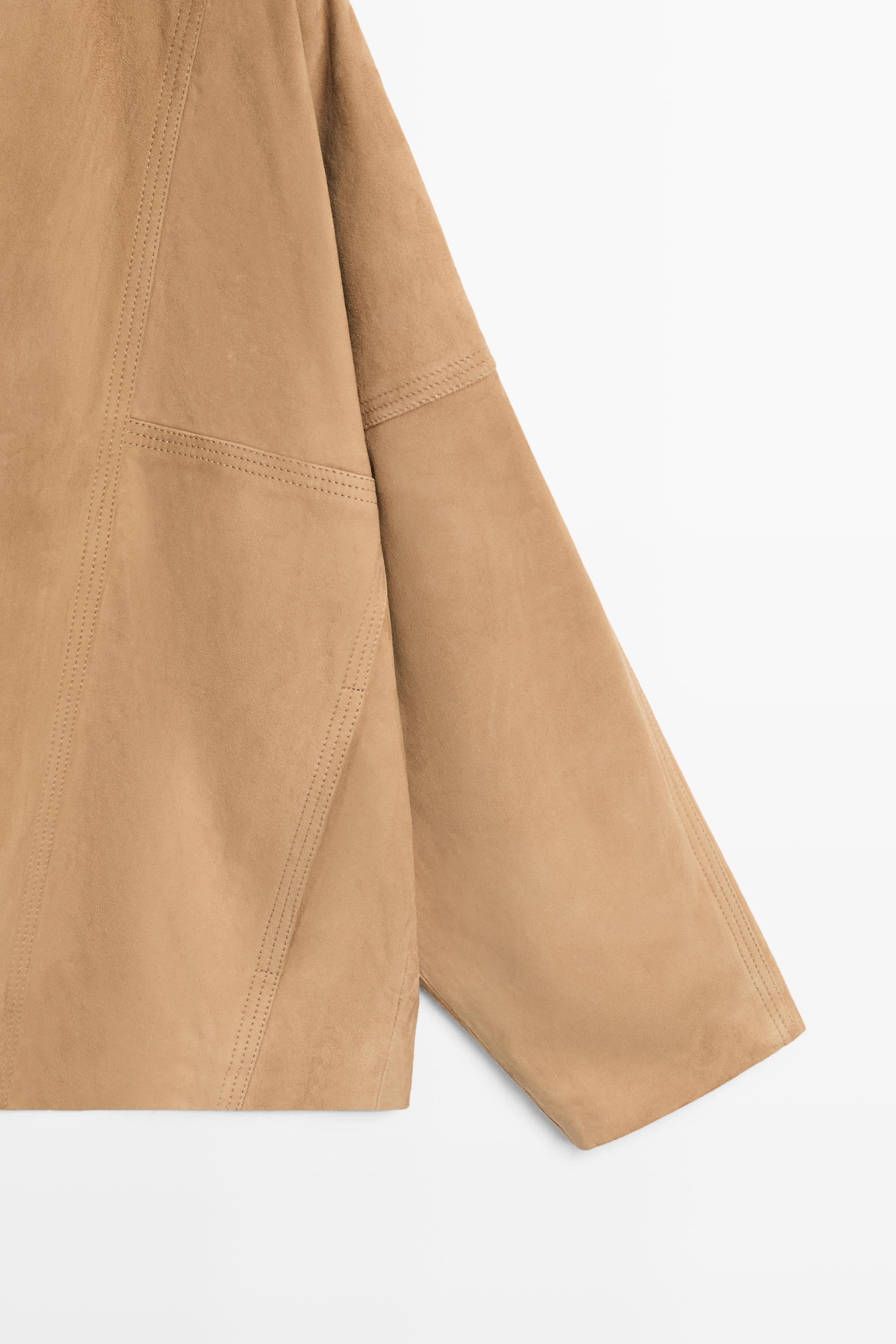 Double-breasted suede jacket — CAMEL