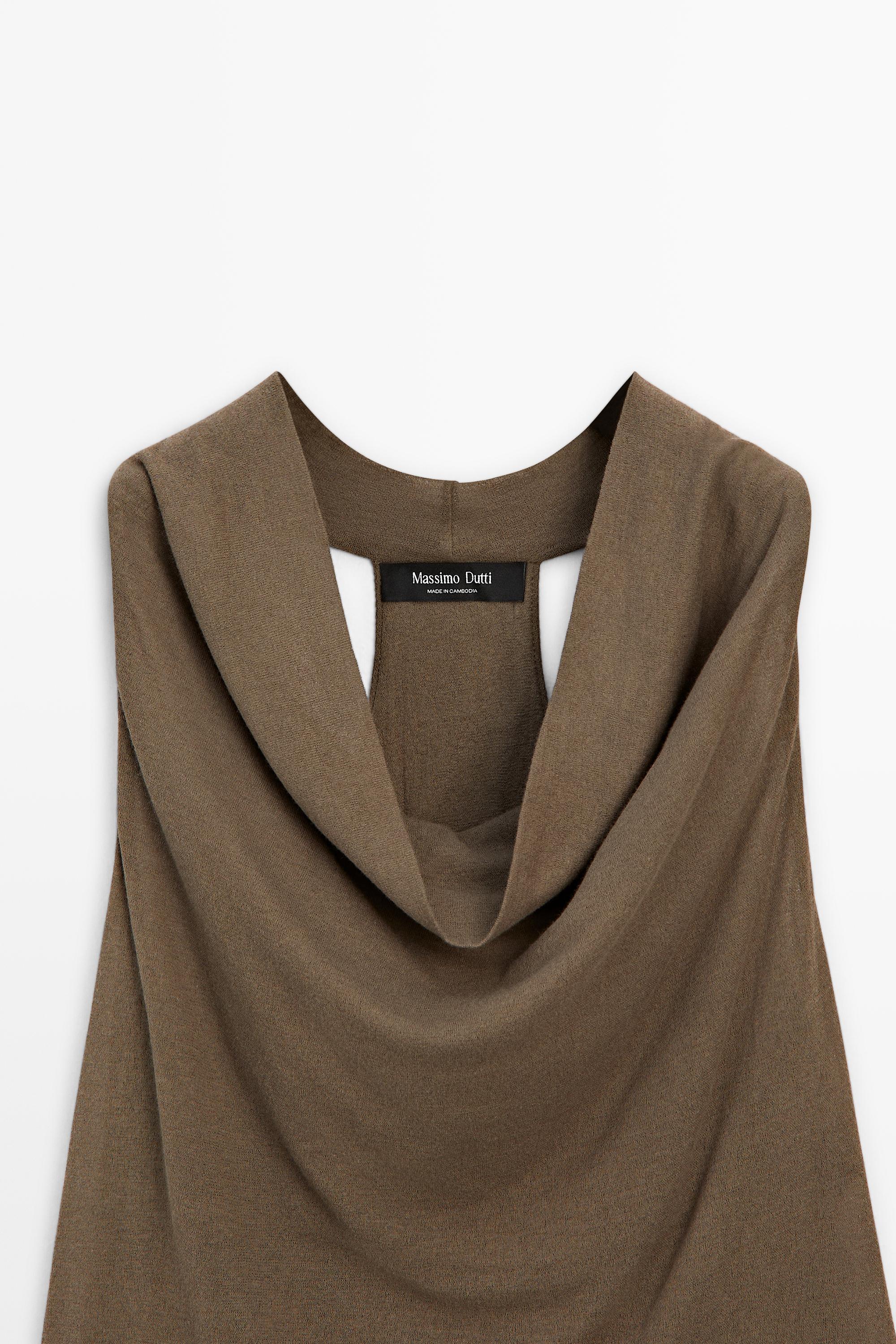 100% cotton draped top — MOLE BROWN