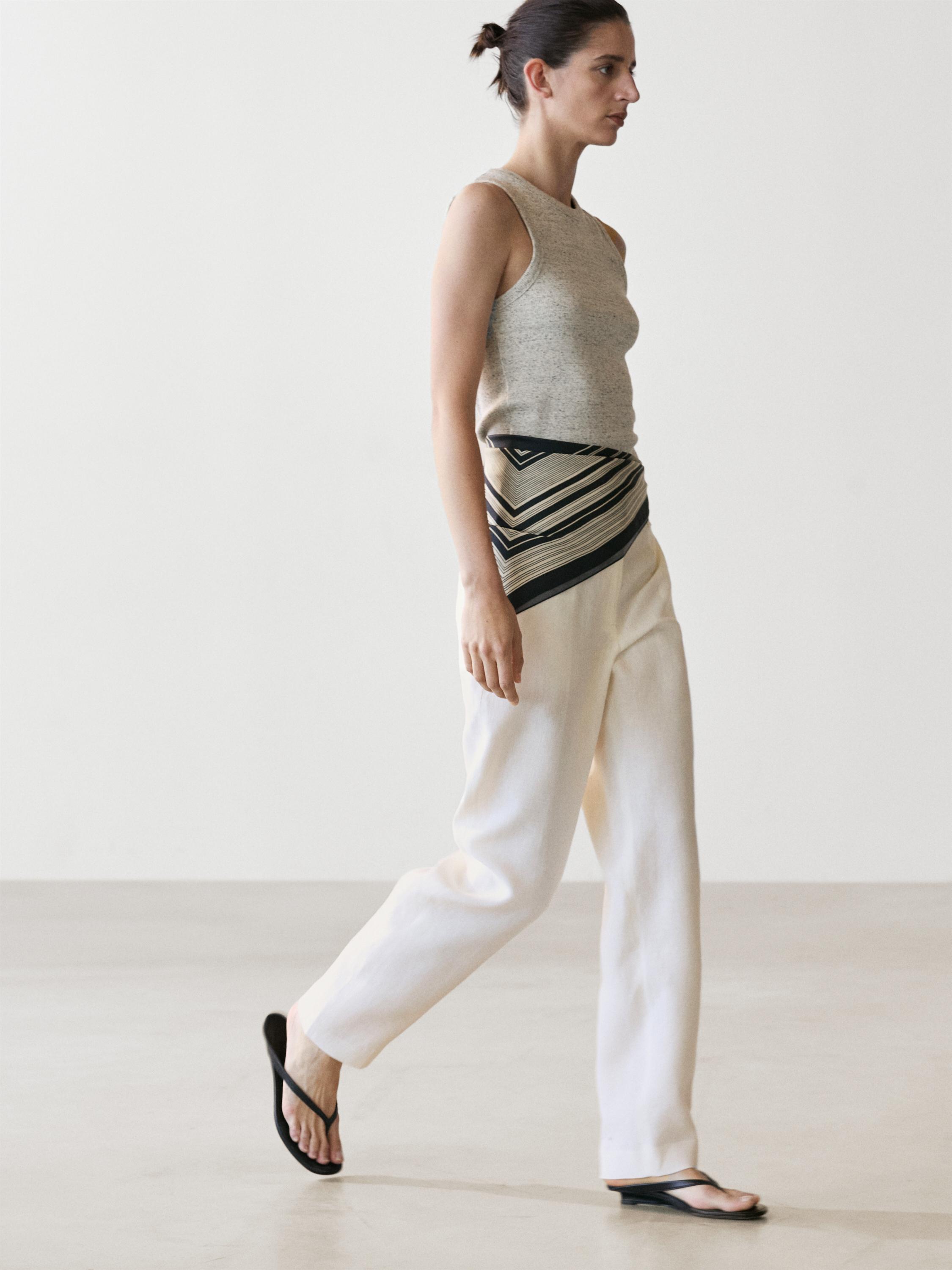 Linen suit trousers — Off white