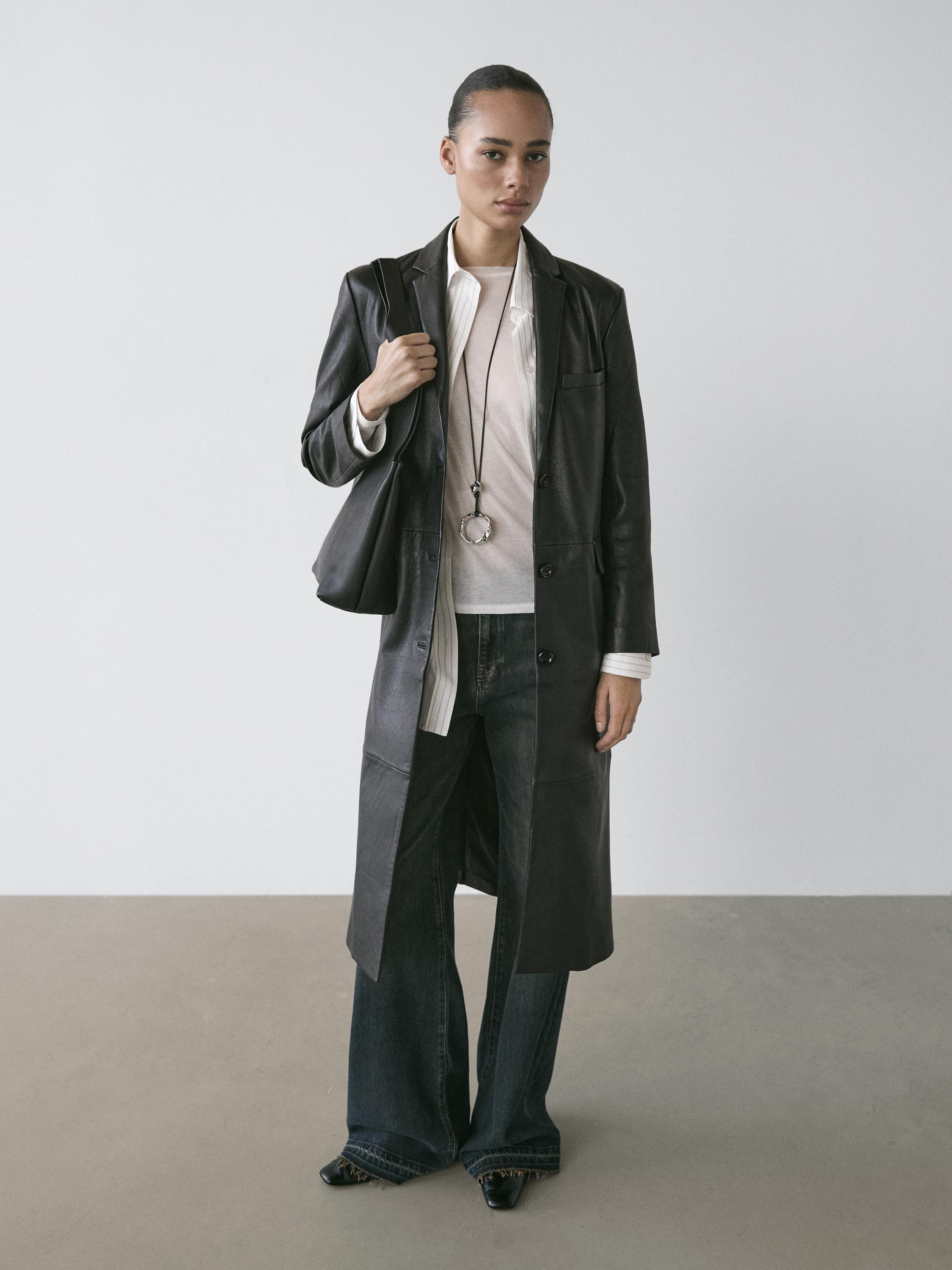 Flared high-waist jeans — DARK BLUE