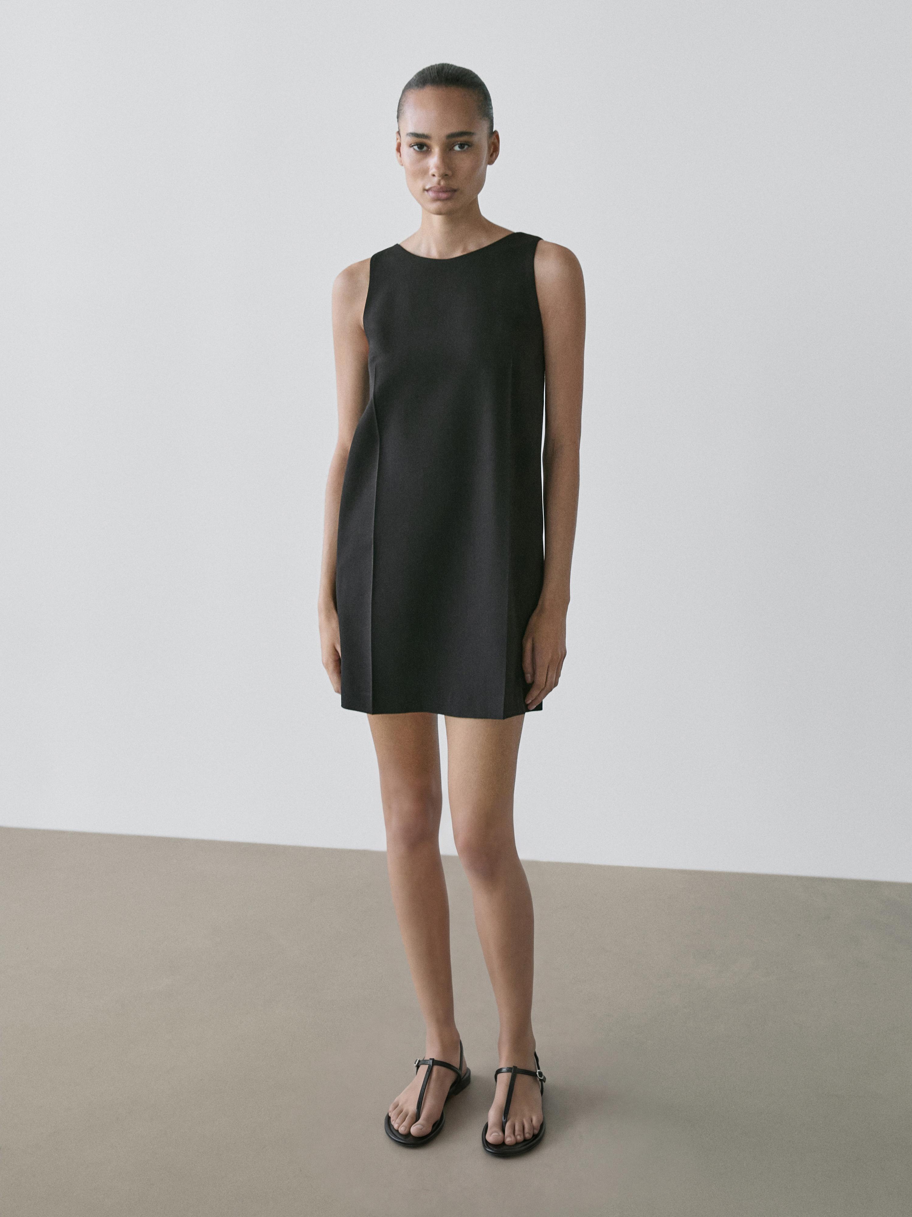 Wool blend mini dress — BLACK