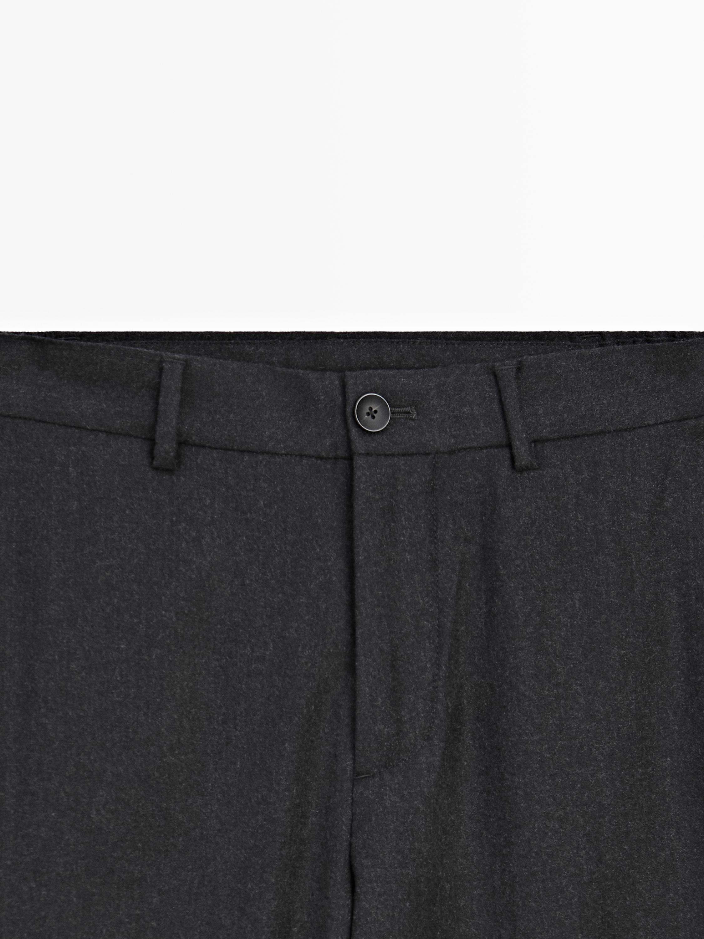 100% wool flannel trousers with elasticated side