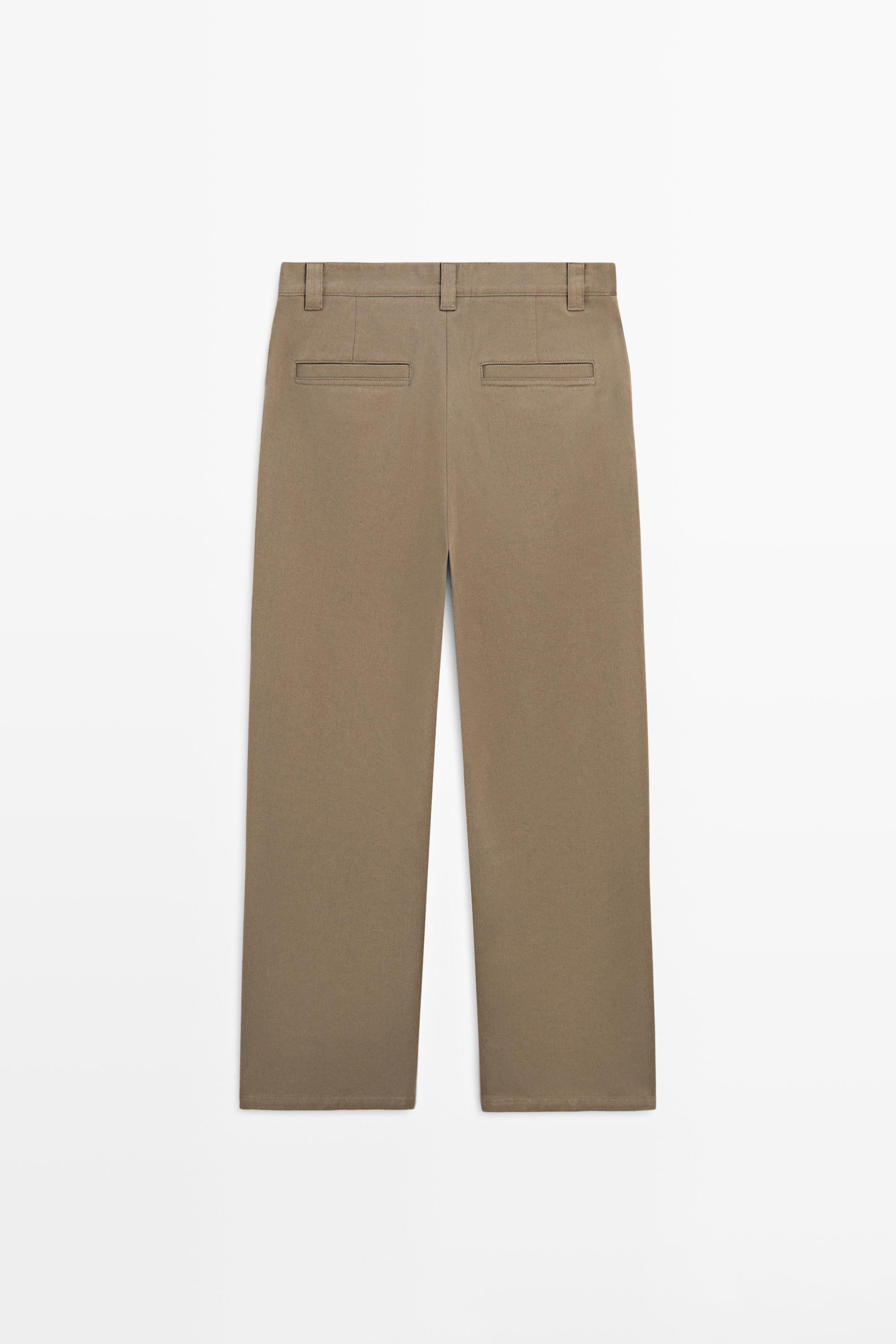 Relaxed fit cotton trousers — MINK