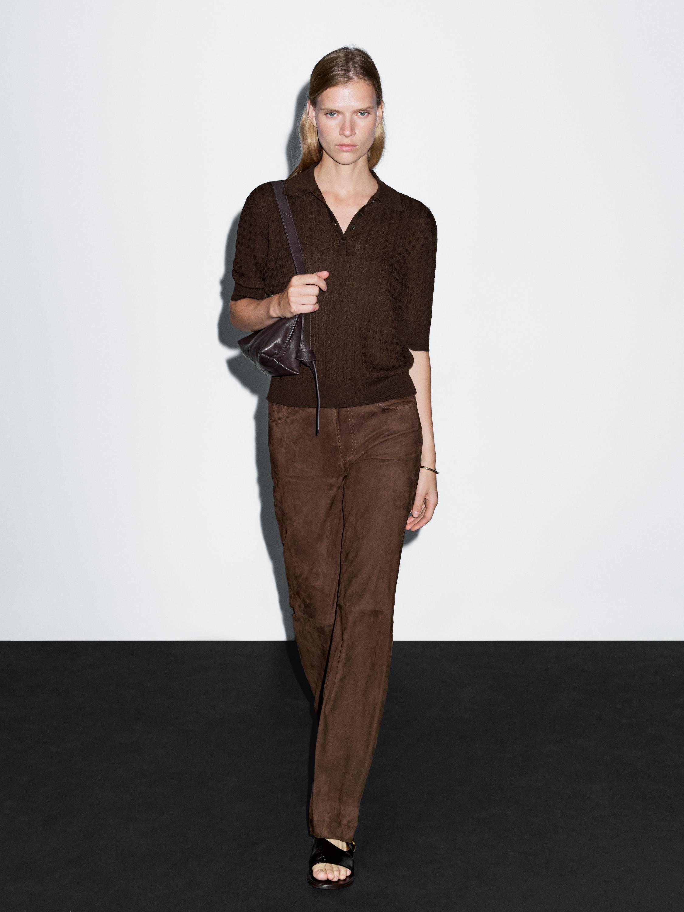 Polo in maglia intrecciata misto lana