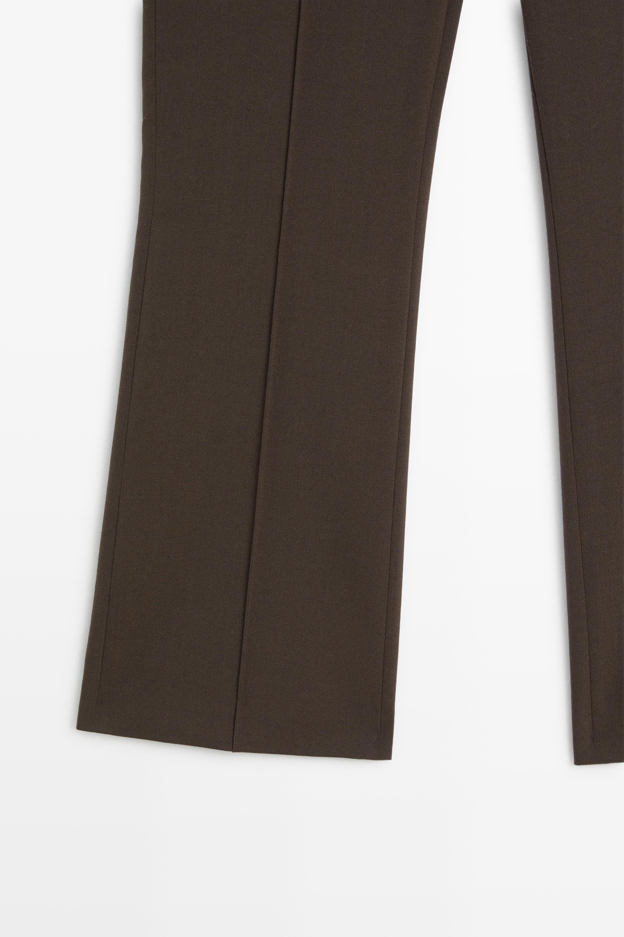 Wool-blend kick flare pants — BROWN