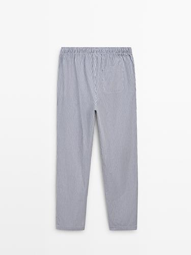 Short sleeve pyjama top and striped trousers — BLUE 4