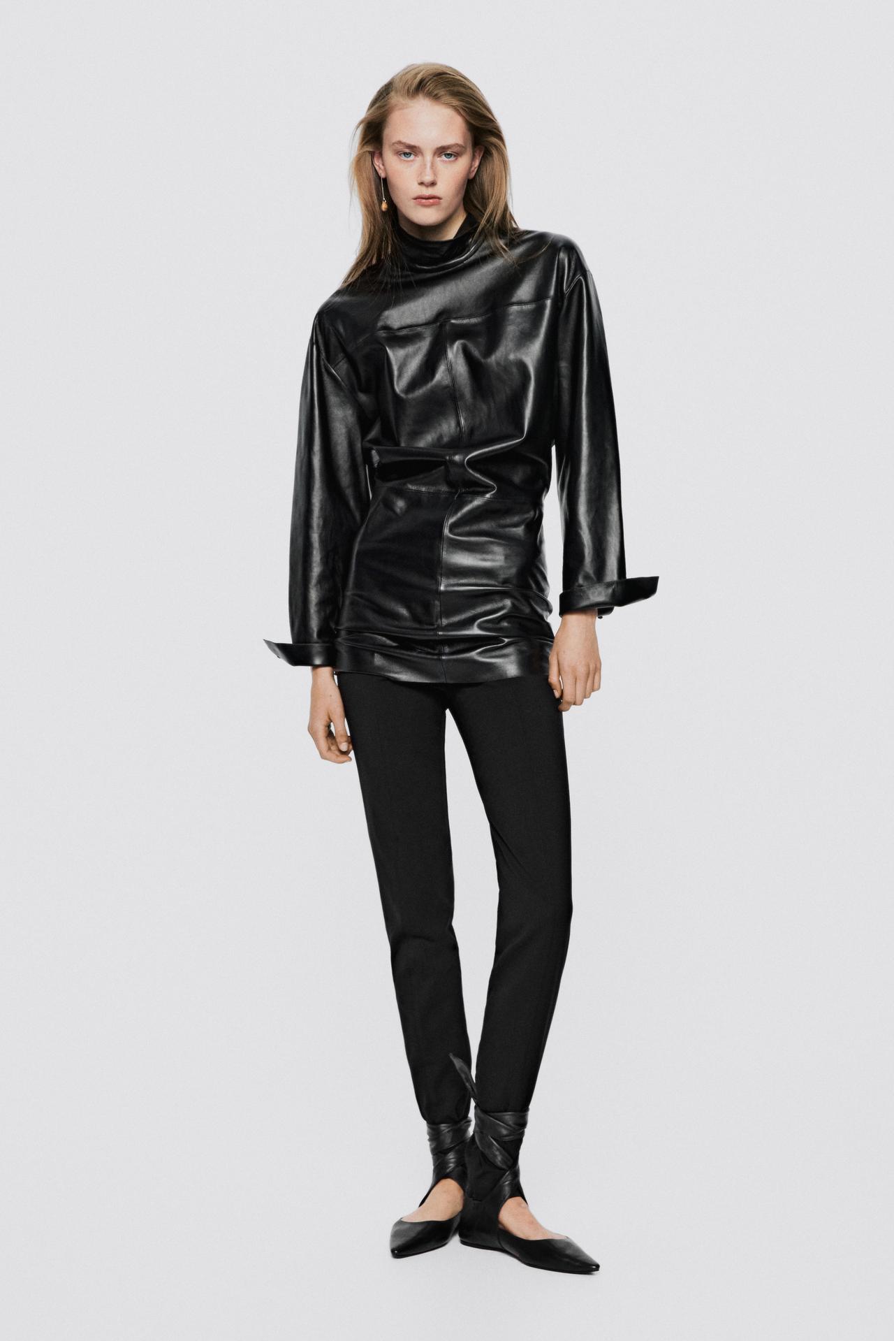 High neck leather blouse - LIMITED EDITION — Black