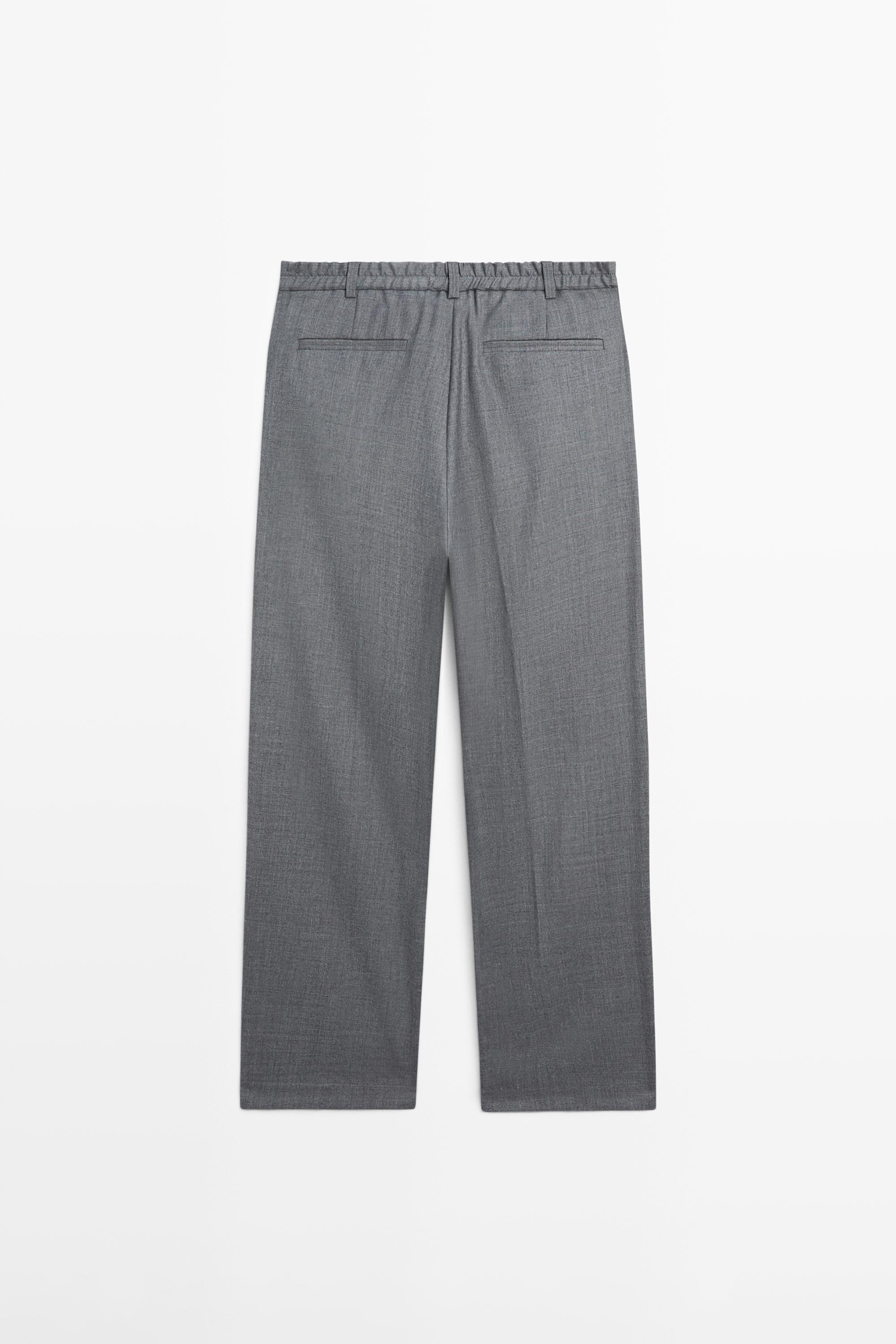 Relaxed fit darted cool wool blend trousers — GREY