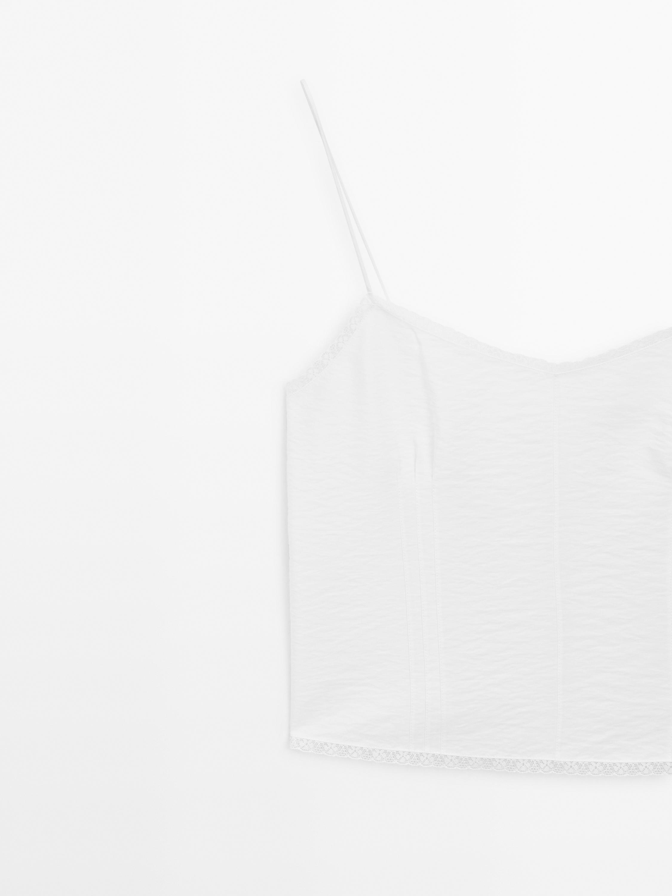 Lace trim top with button detail
