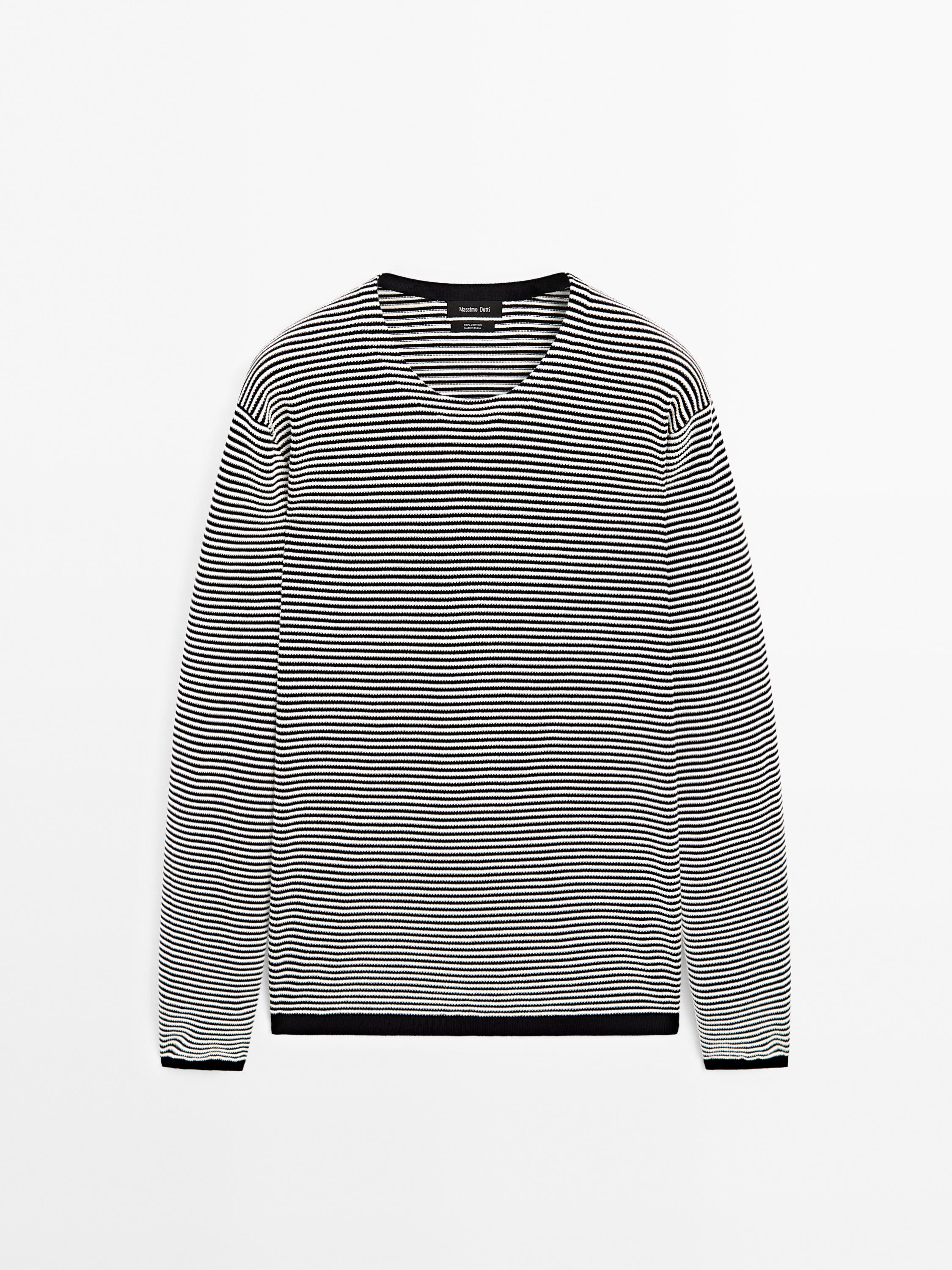 Pull en maille à rayures 100 % coton