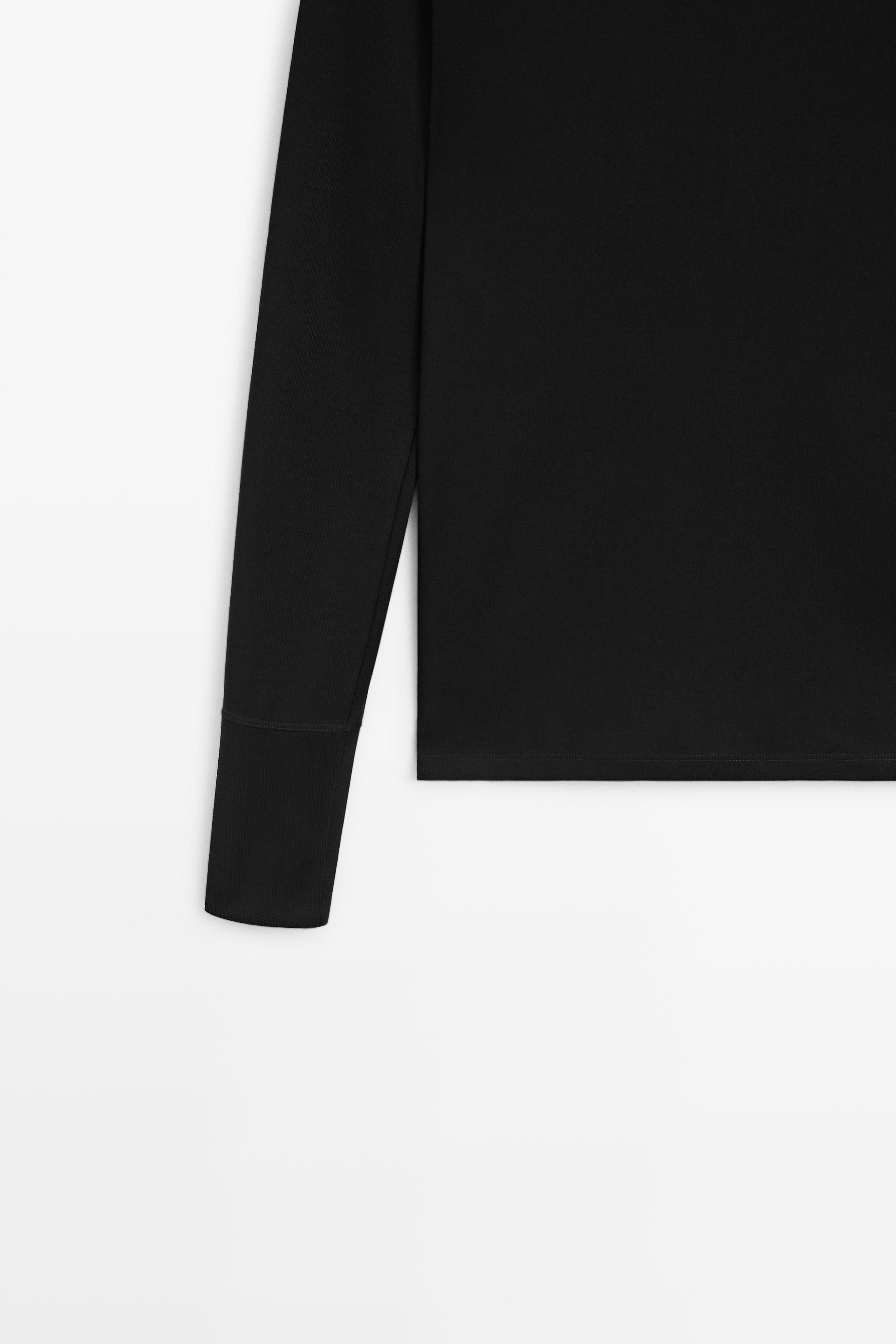 100% cotton long sleeve T-shirt — BLACK