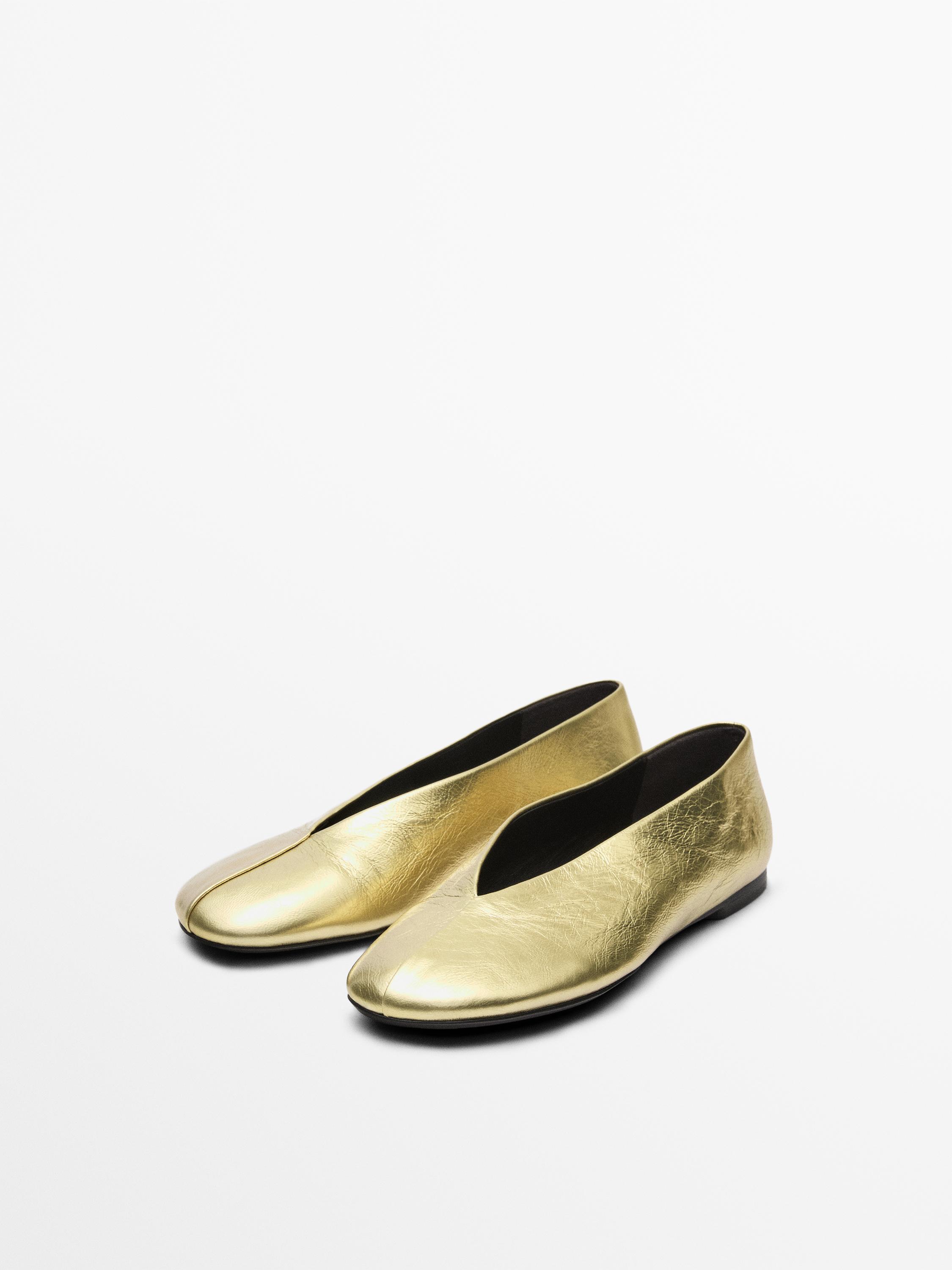 Metallic leather ballerinas