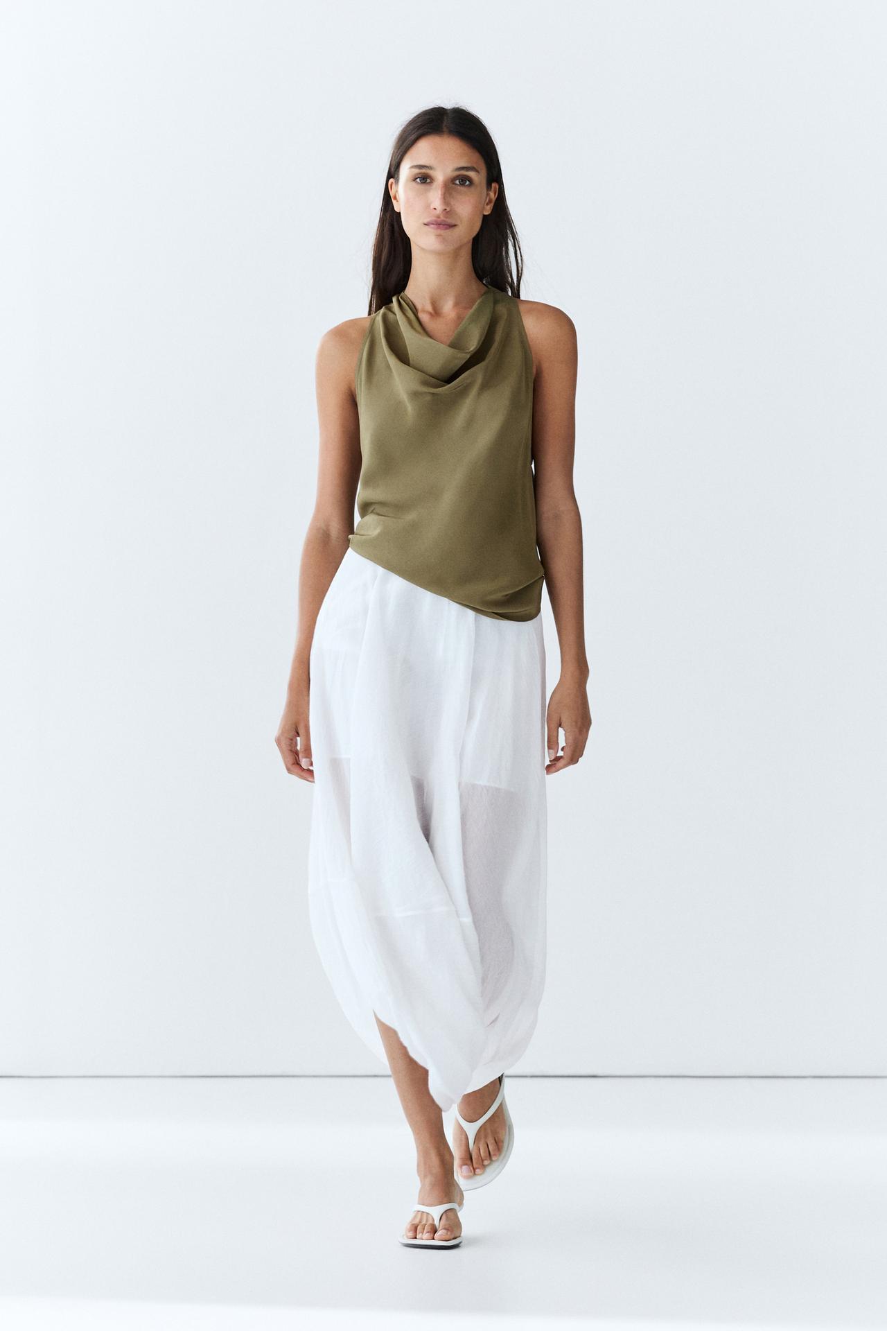 Draped halter top — GREEN