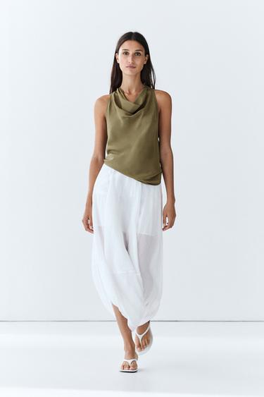 Draped halter top — GREEN 1