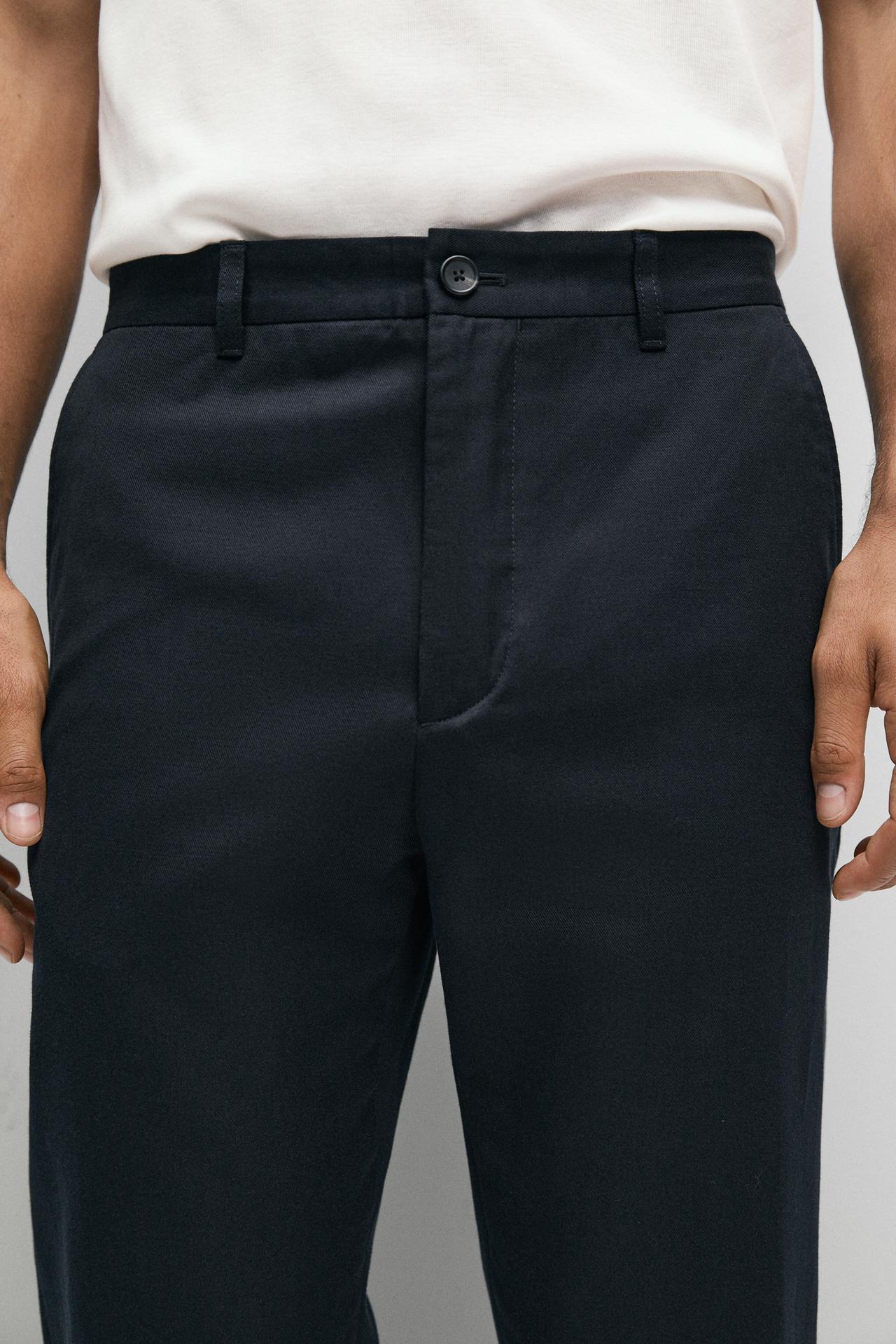 Cotton blend jogger fit pants — NAVY BLUE