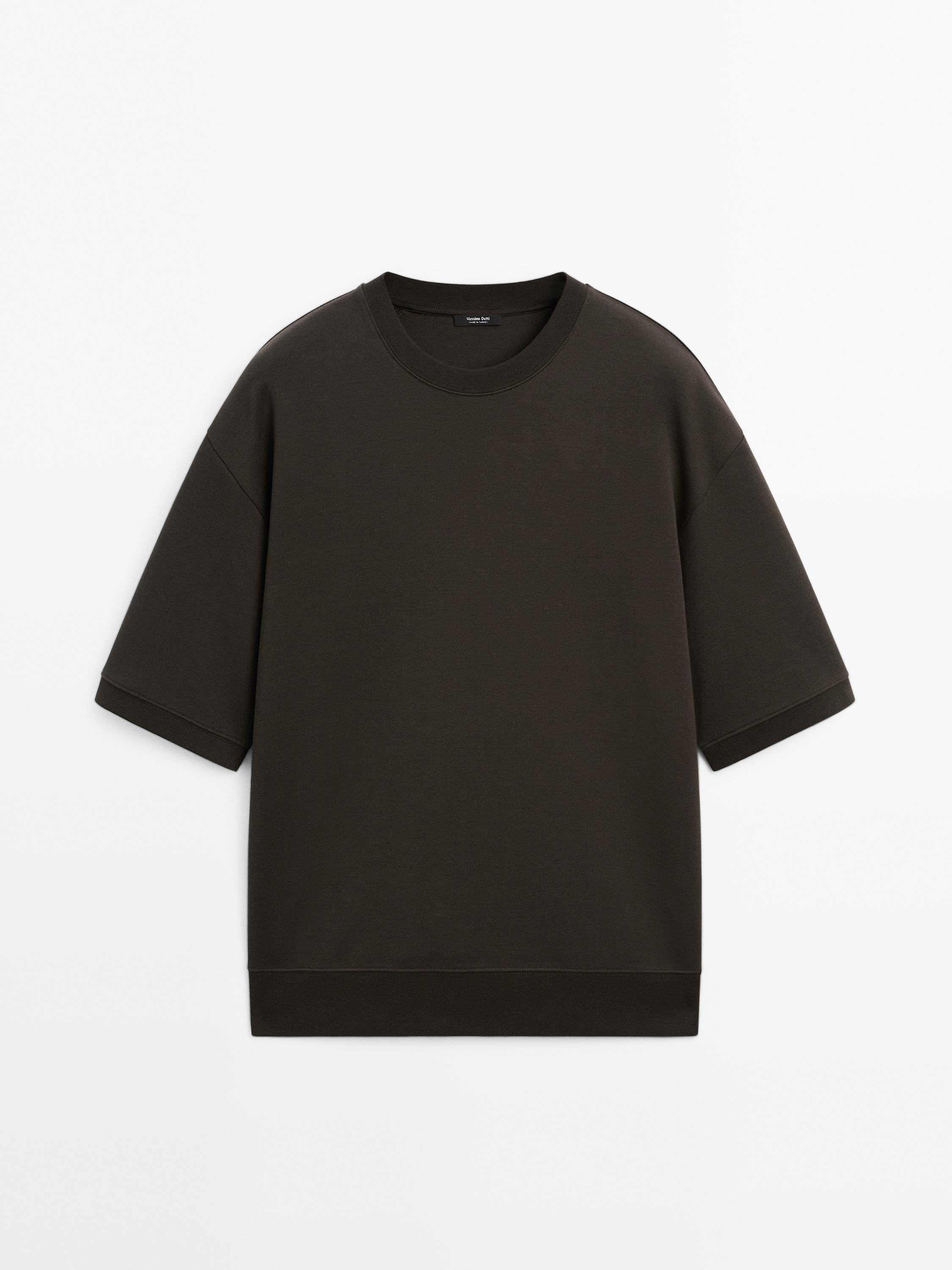 Cotton blend sweatshirt with short sleeves